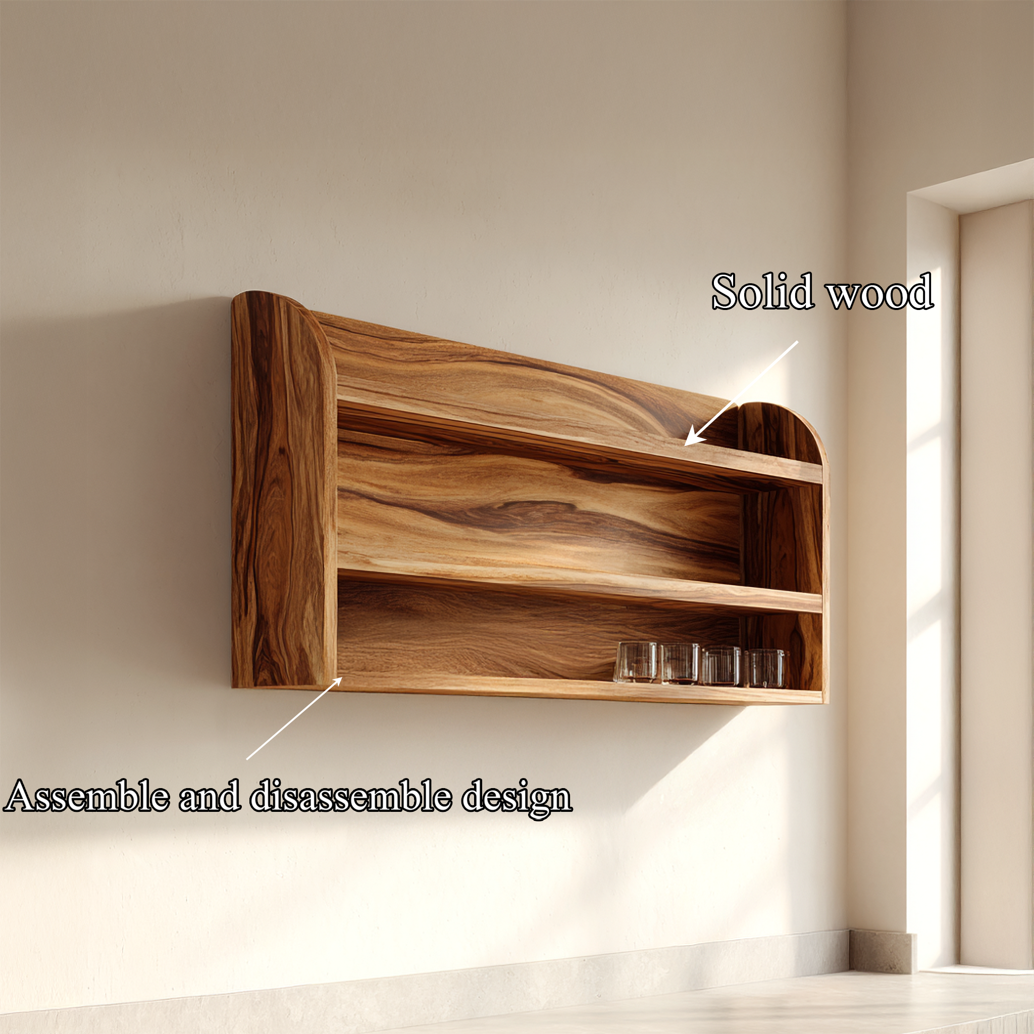 Rustic Floating Storage Shelf For Kitchen Or Pantry Space SINLSAKC008