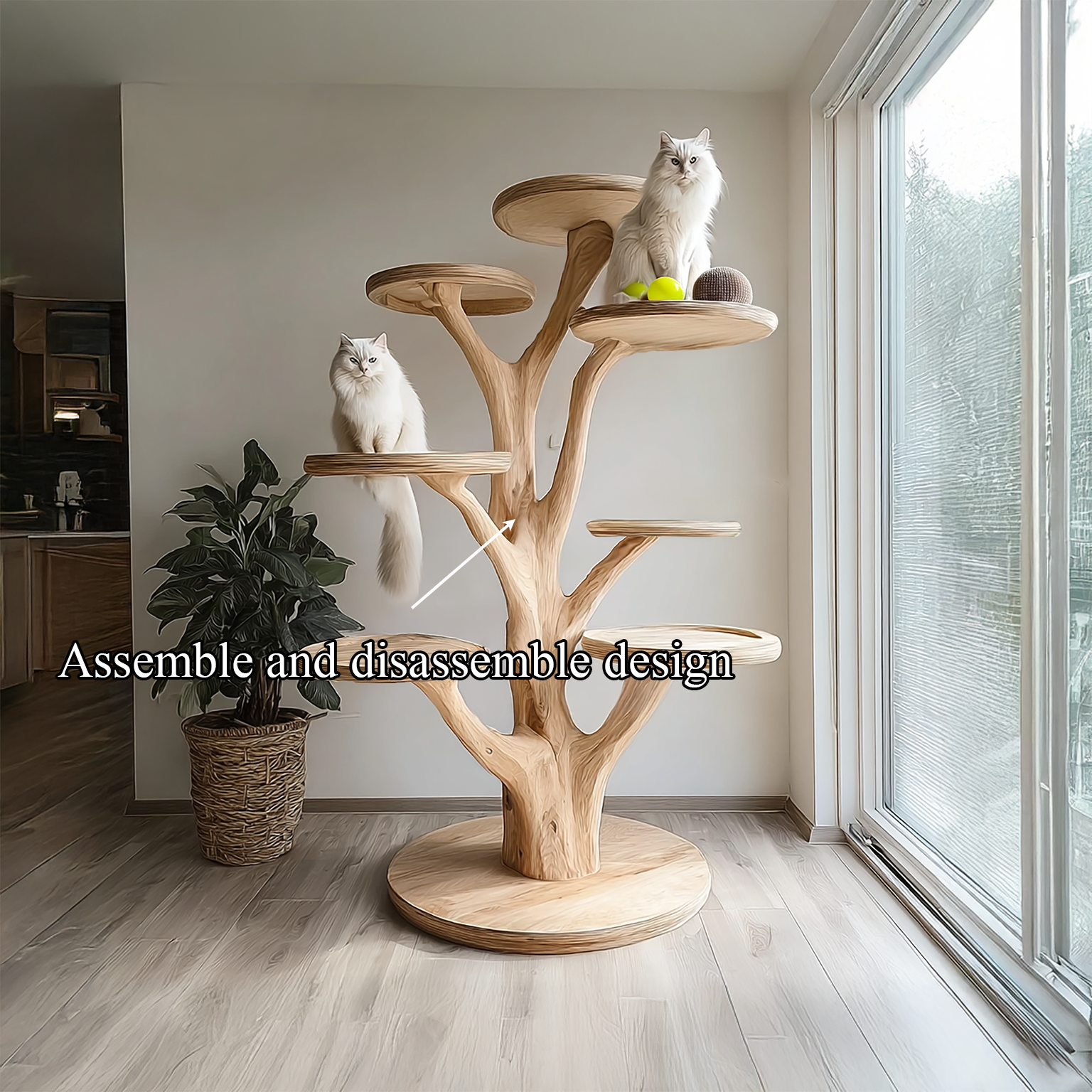 Mid Century Cat Tree Tower Living Room SINLSATT023