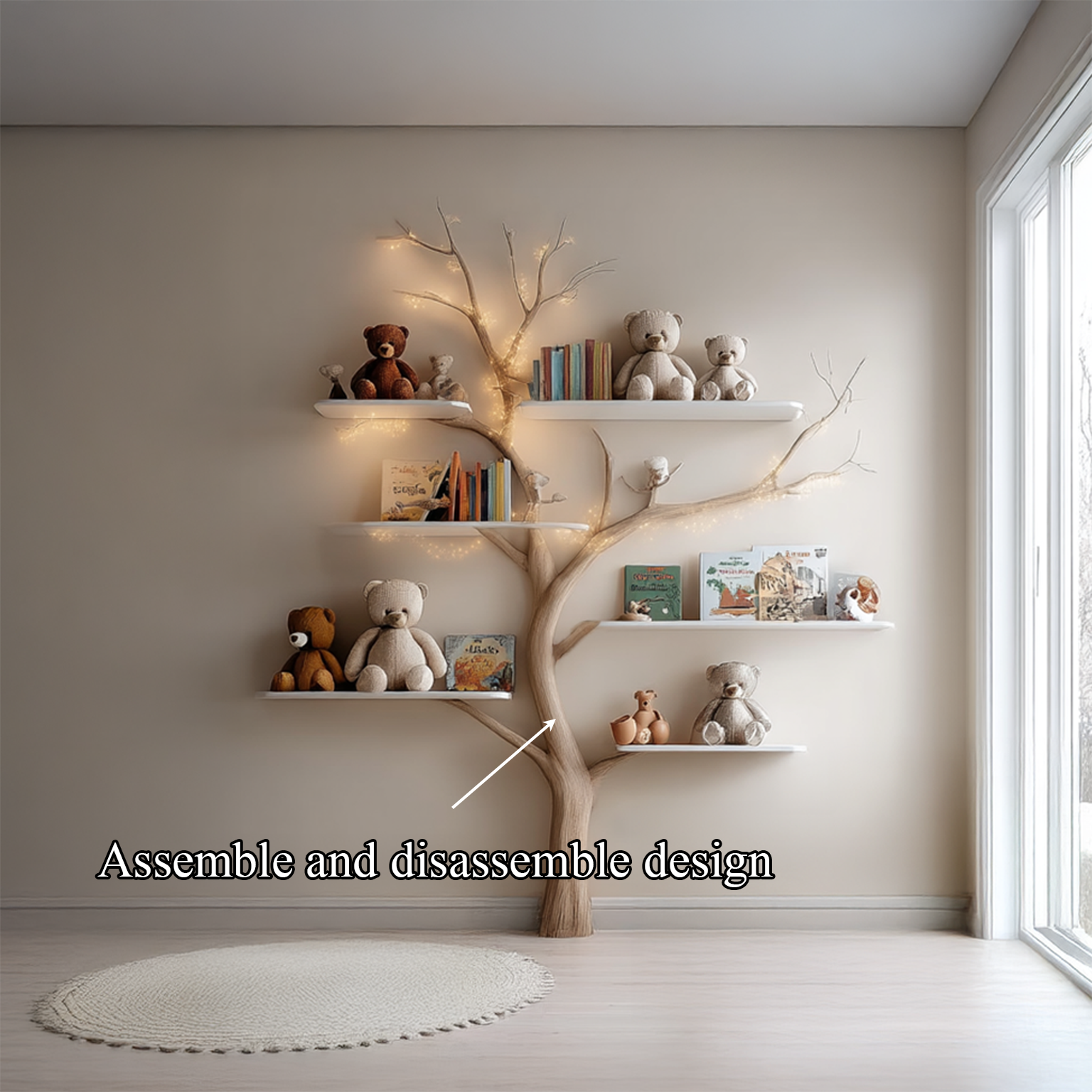 Midcentury Tree Bookshelf Nursery Bedroom SINLSATB256
