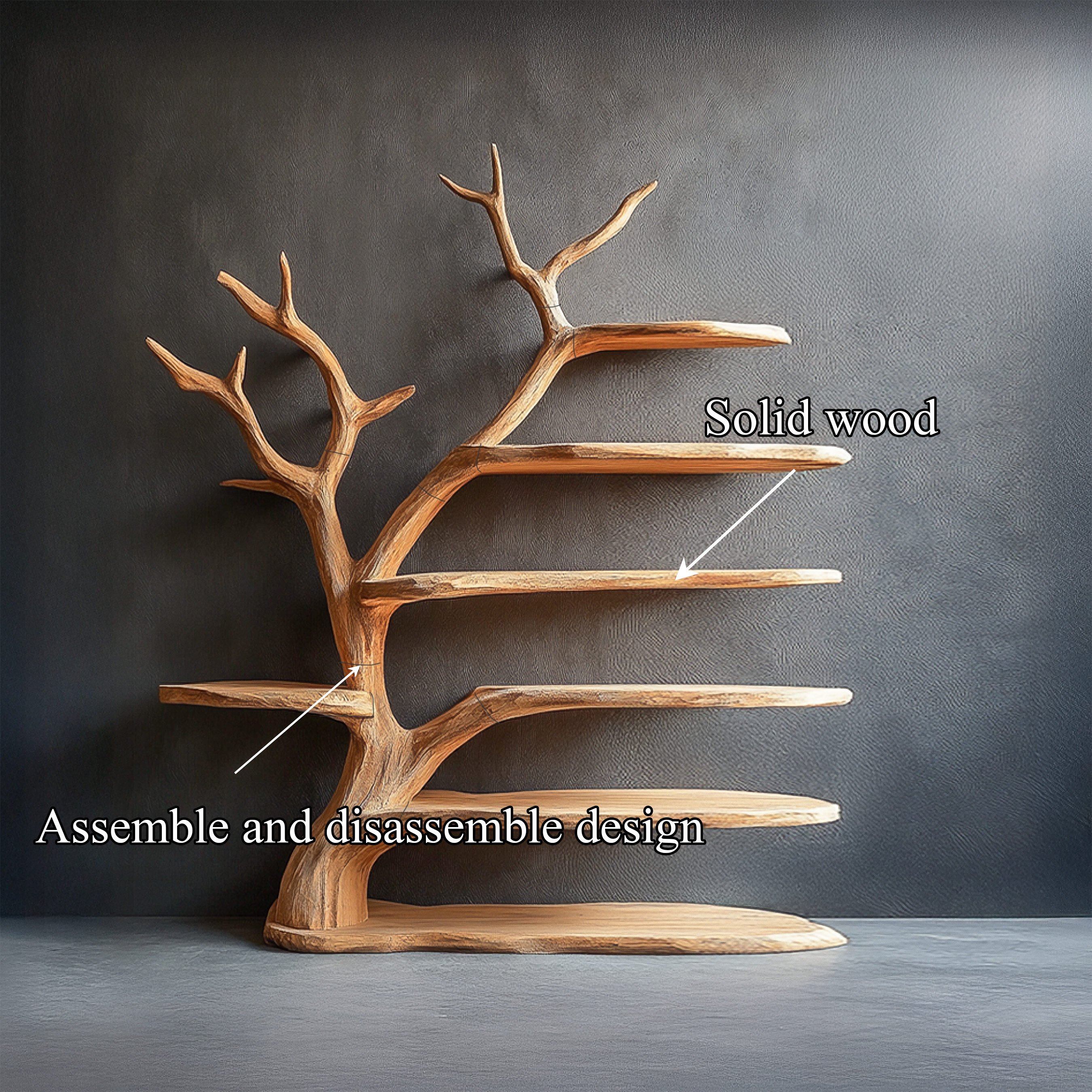 Rustic Tree Bookshelf Layered Branch Living Room Decor SINLSATB562