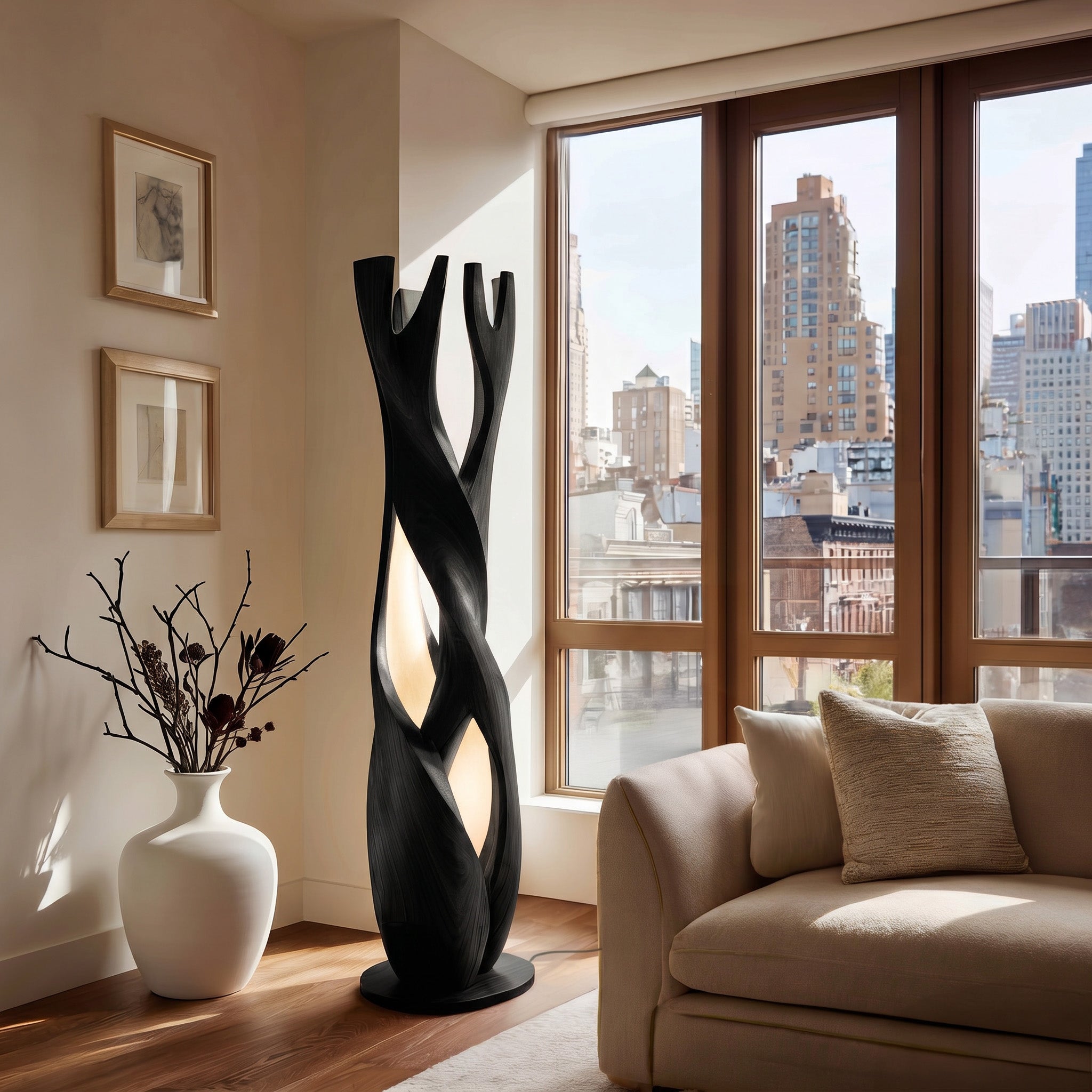 Statement Wooden Sculpture Lamp For Luxury Home RTTHHNLAM085