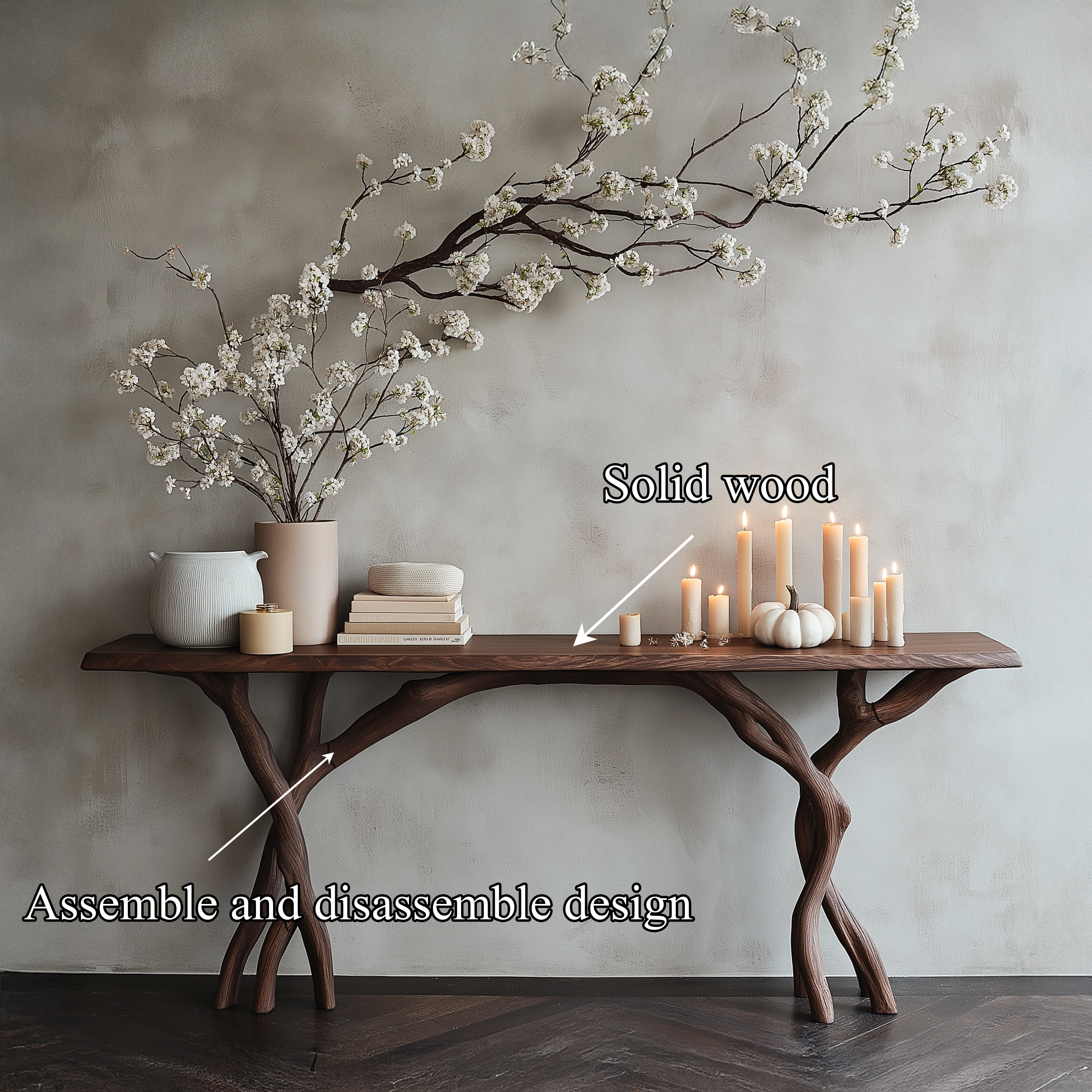 Driftwood Console Table Live Edge Rustic Wood Gift SINLSACS085