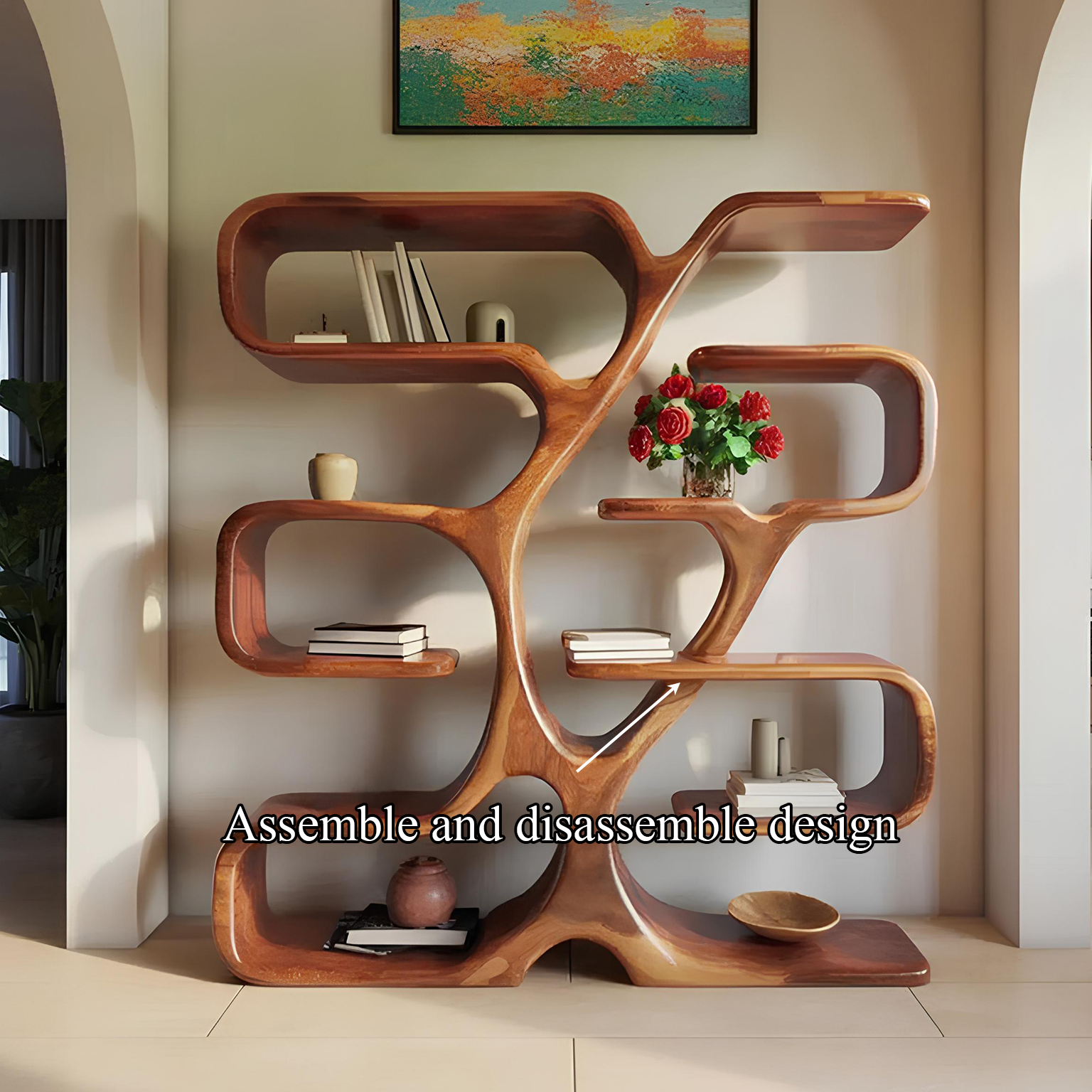 Artistic Bookshelf Solid Wood Modern Home Gift SINLSATB195