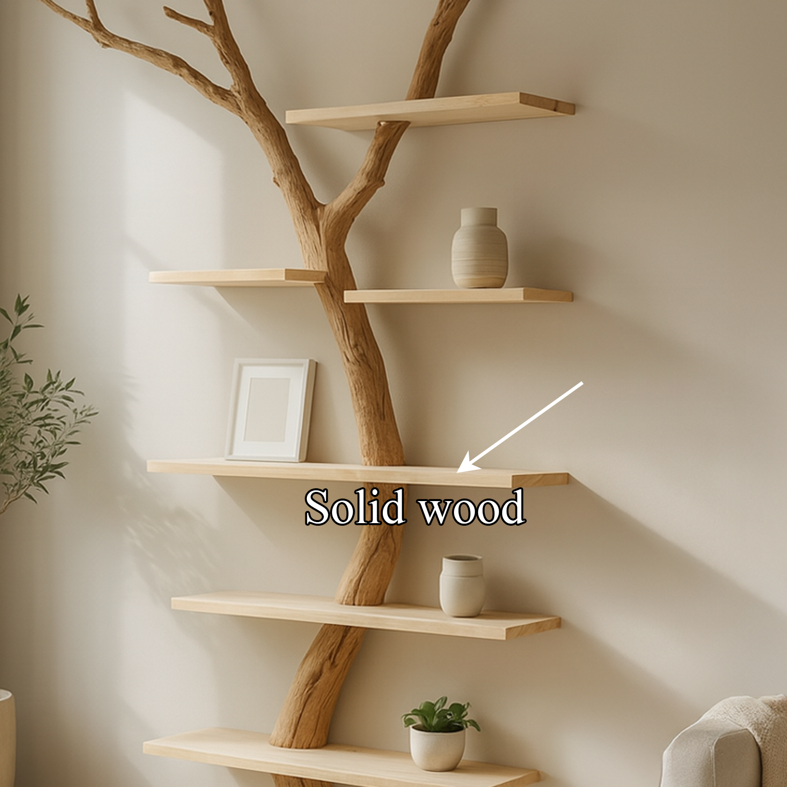 Rustic Tree Wall Shelf Living Room SINLSATB220