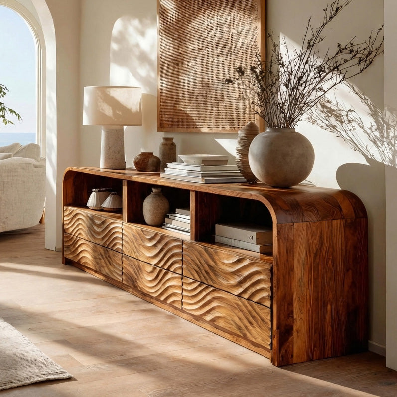 Luxury Natural Wood Sideboard For Living Room RTTHHNSD036