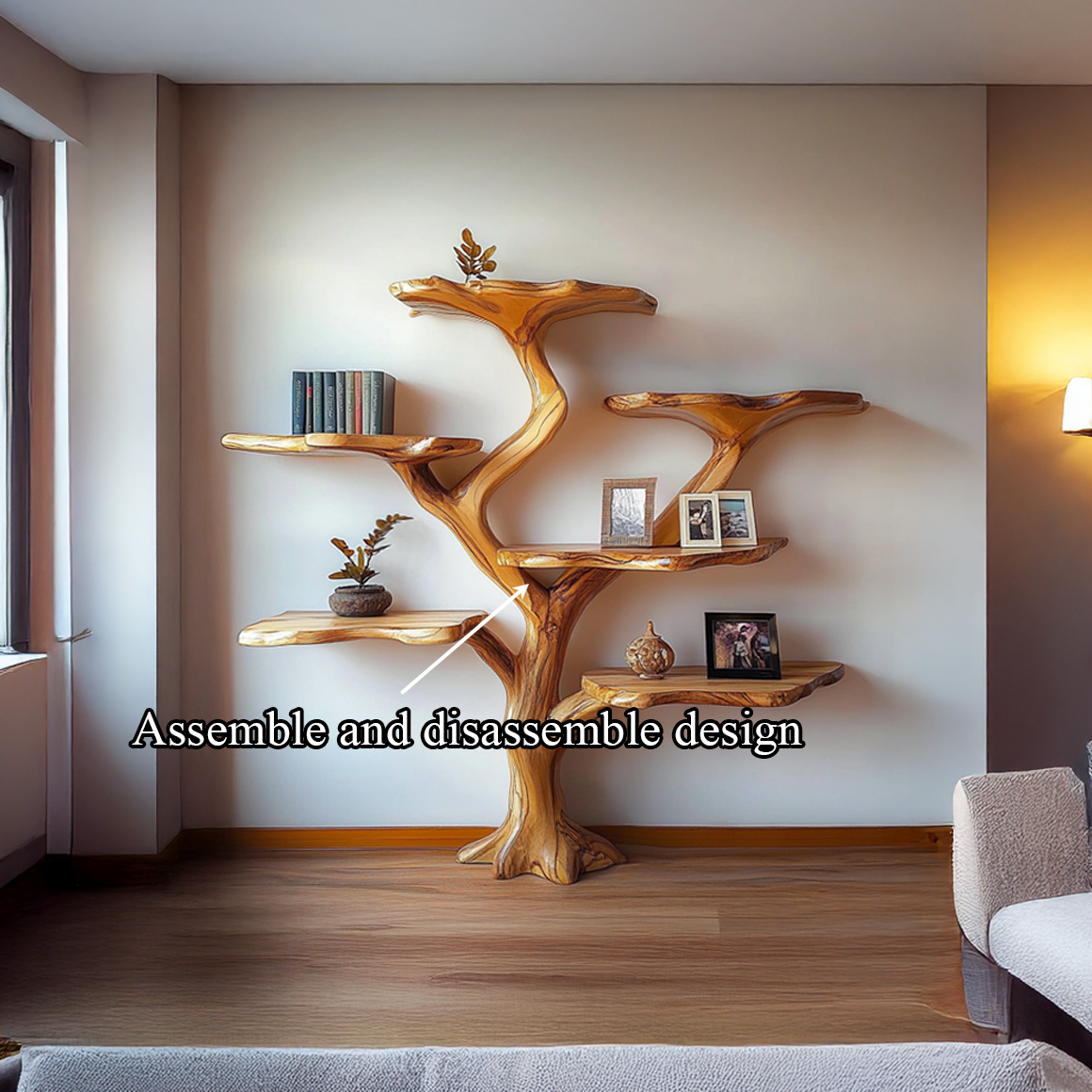 Rustic Mushroom Tree Bookshelf Living Room Or Bedroom SINLSATB451