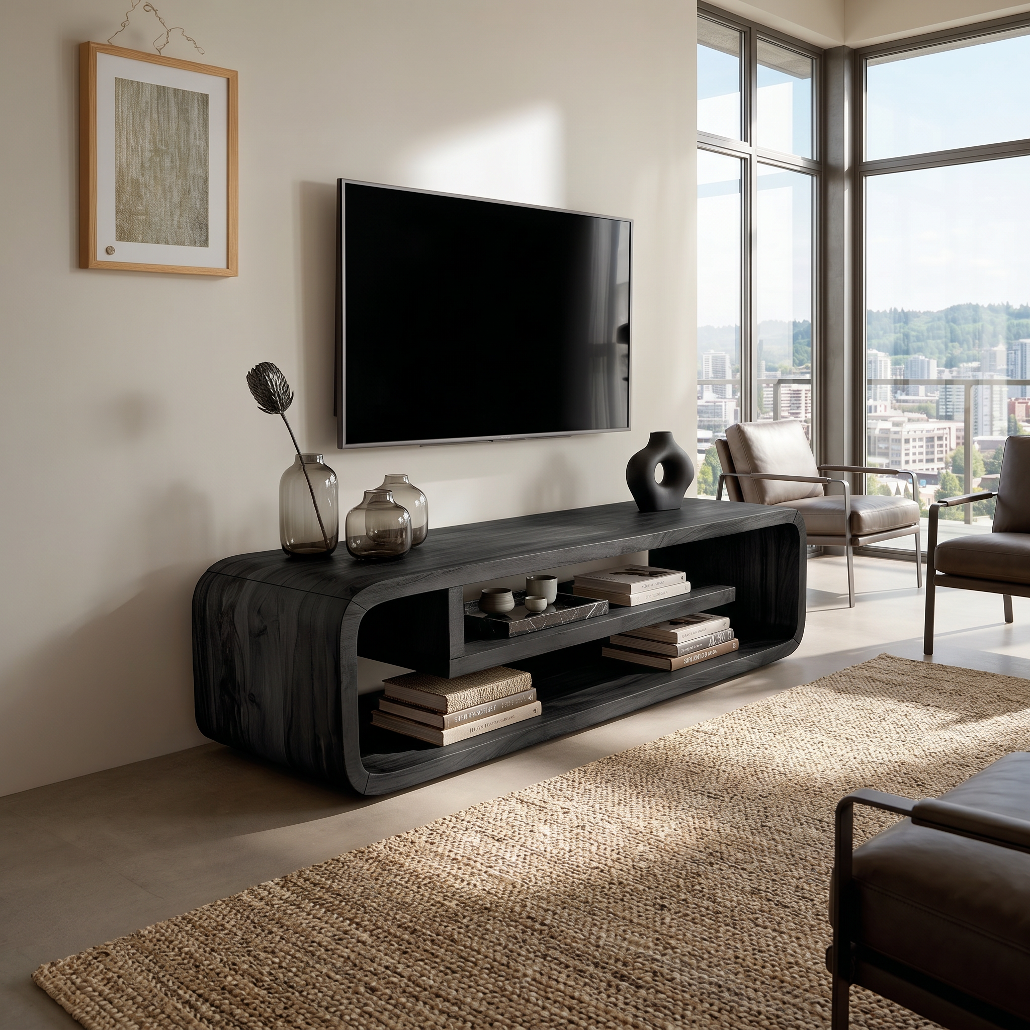 Luxury Curved Media Console For Wine Room Interior SILDTTRTVC090