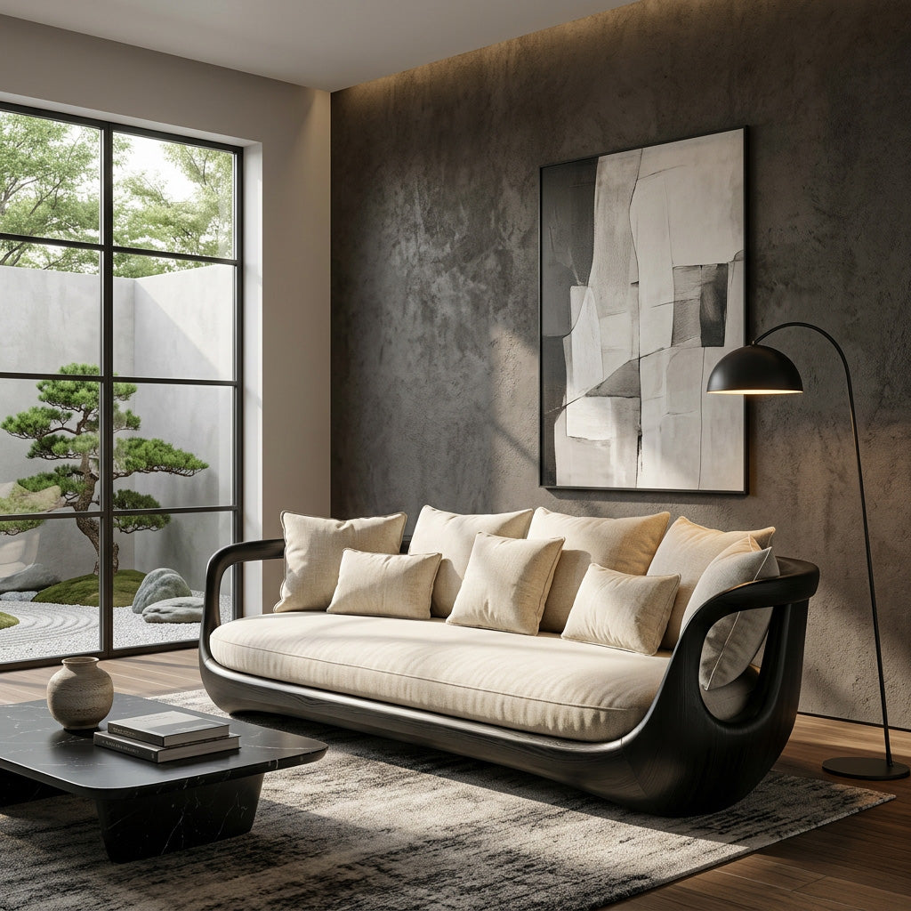 Organic Modern Sculptural Wooden Sofa For Living Room RTTHHNSFA046