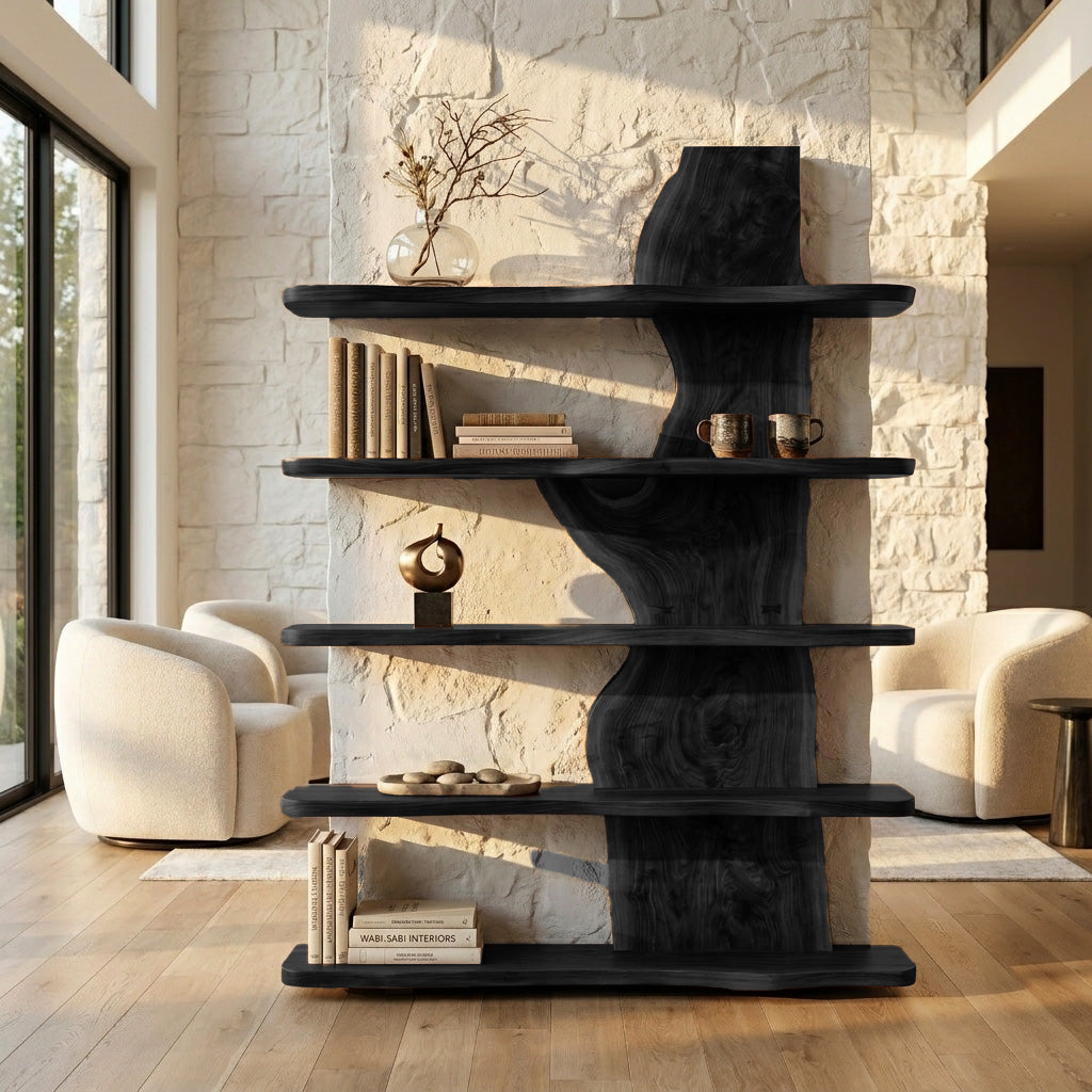 Handcrafted Natural Wood Standing Shelf For Home Storage RTTHHNSS019