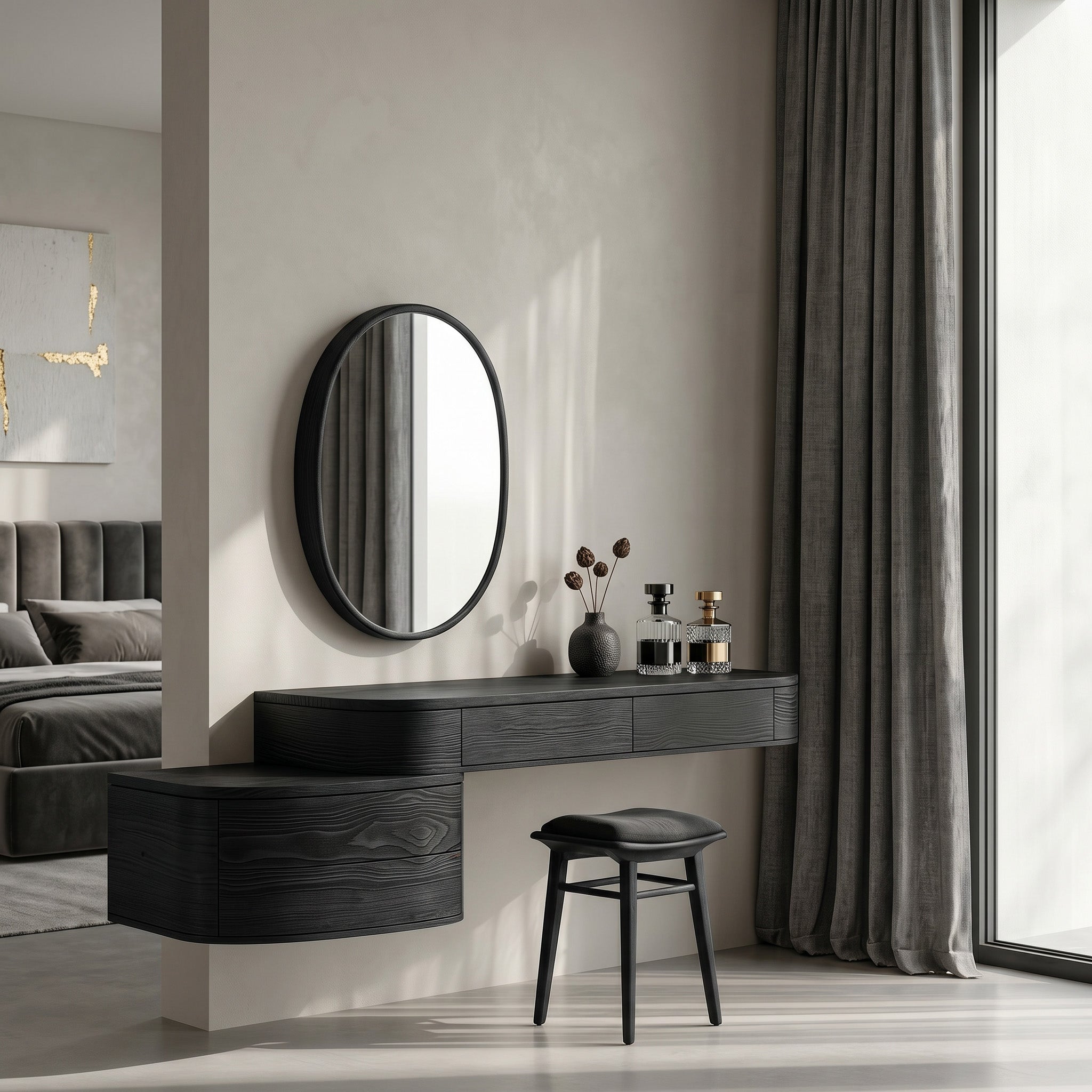 Modern Wooden Wall Mounted Makeup Vanity For Bedroom RTTHHNVAN020