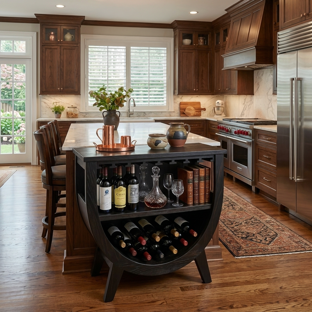 Wooden Wine Cabinet With Built In Glass Rack For Kitchen RTTHTTBCA035