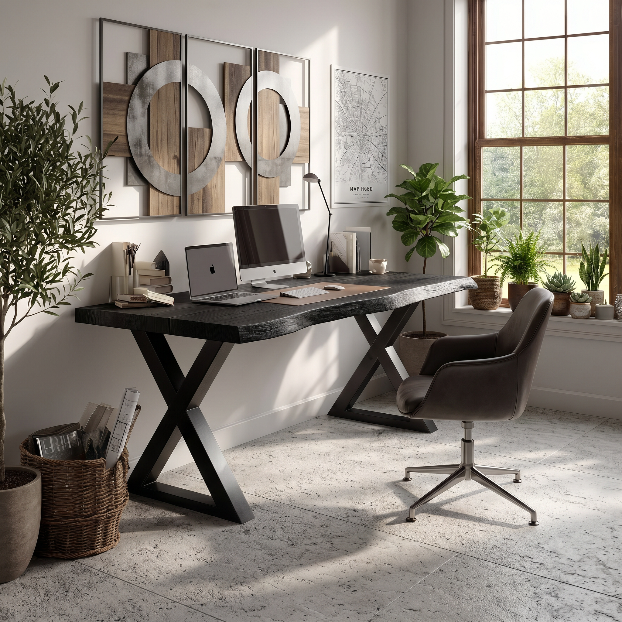 Tropical Computer Desk With Live Edge Top For Home Office SILDTTRDE014