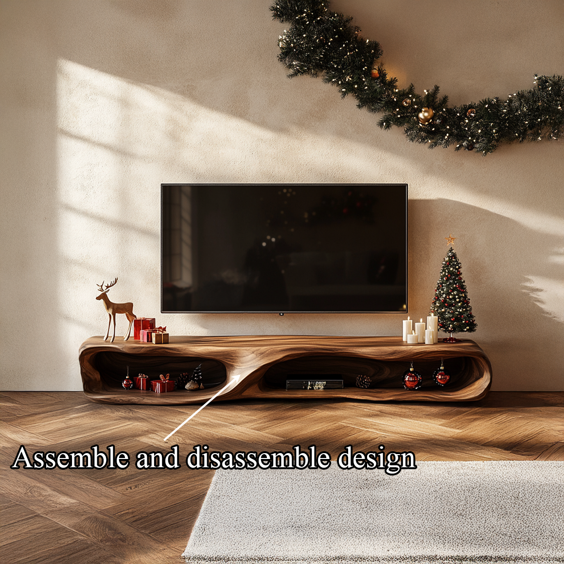 Rustic Holiday TV Stand Console Living Room Winter Decor SINLSASC219