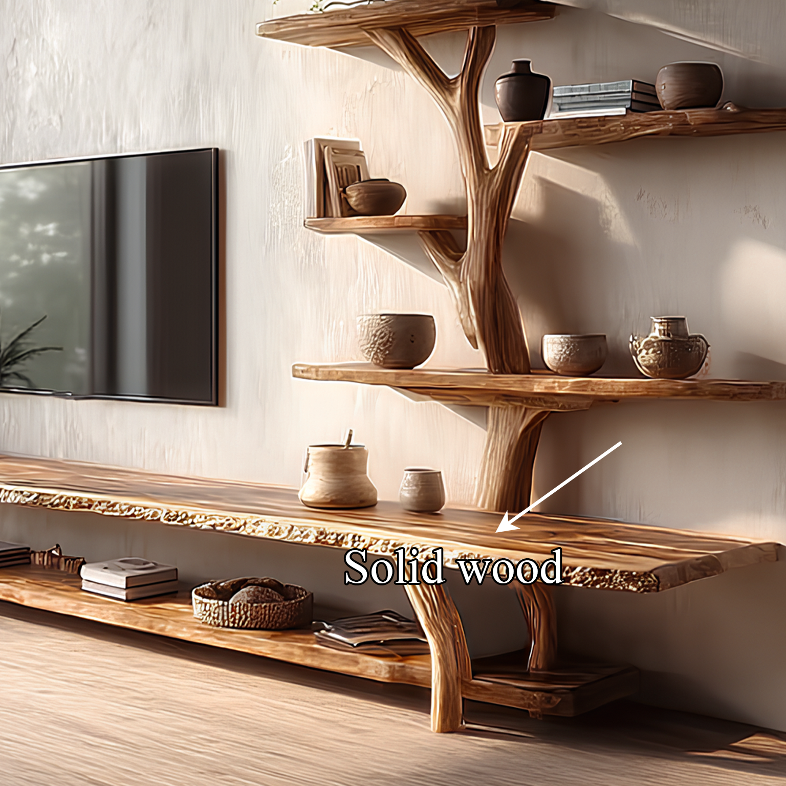 Custom Shelf TV Solid Wood Handmade Gift SINLSATB235