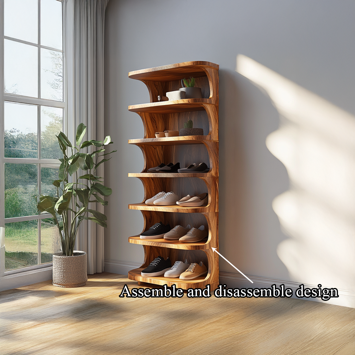 Rustic Soft Edge Shoe Rack Mudroom And Bedroom SINLSASB062