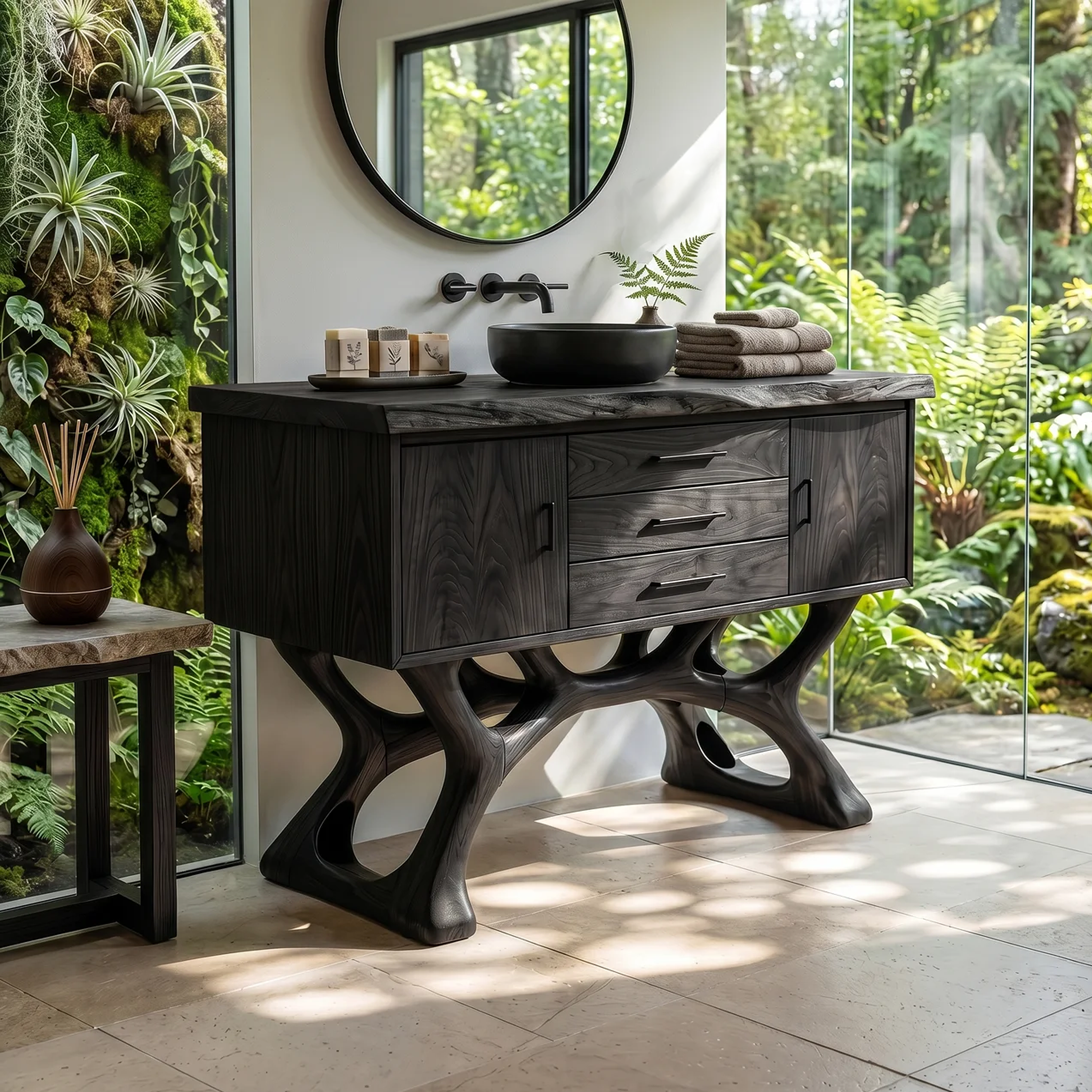 Tropical Wood Vanity Cabinet For Resort Bathroom SILDTTRBRV152
