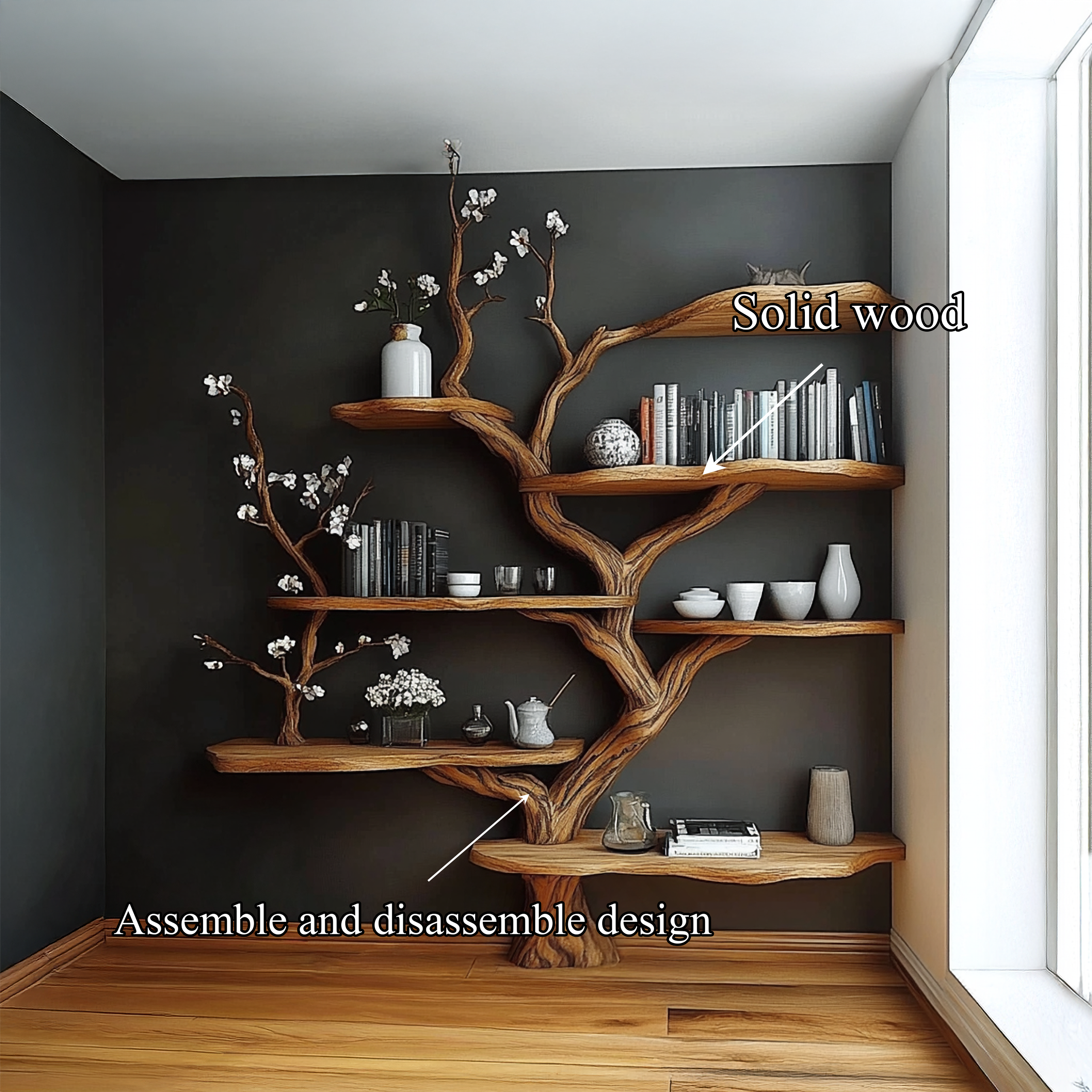 Sculptural Branch Bookcase Living Room Interior Alcove Storage SINLSATB648