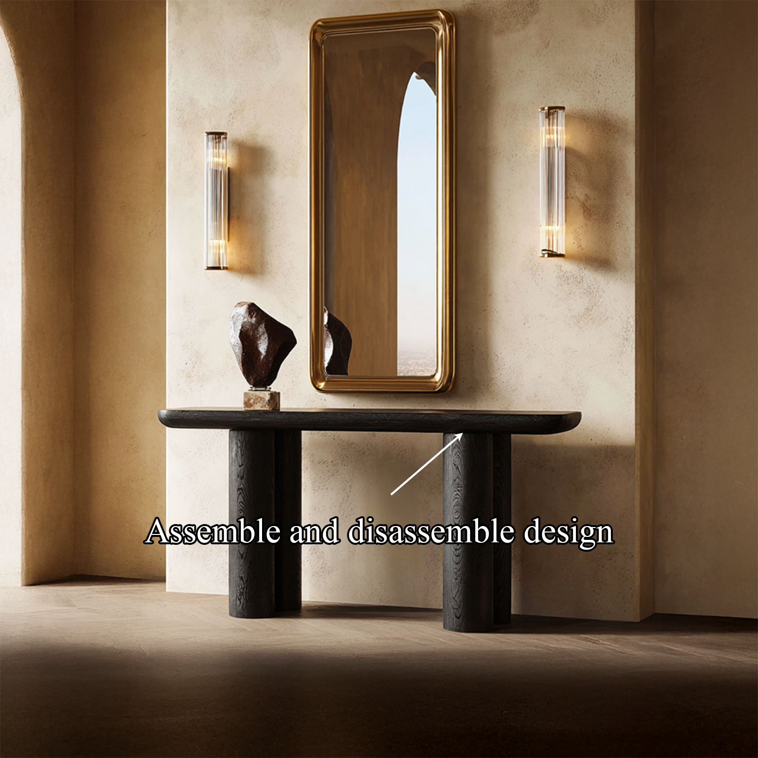 Midcentury Black Console Table Living Room SINLSACS138