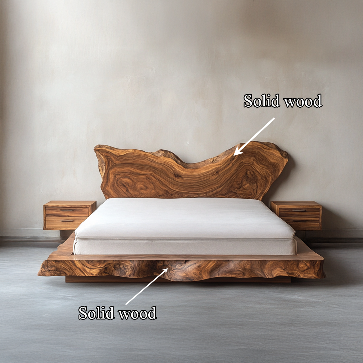 Mid Century Bedroom Solid Timber Bed SINLSAWB080