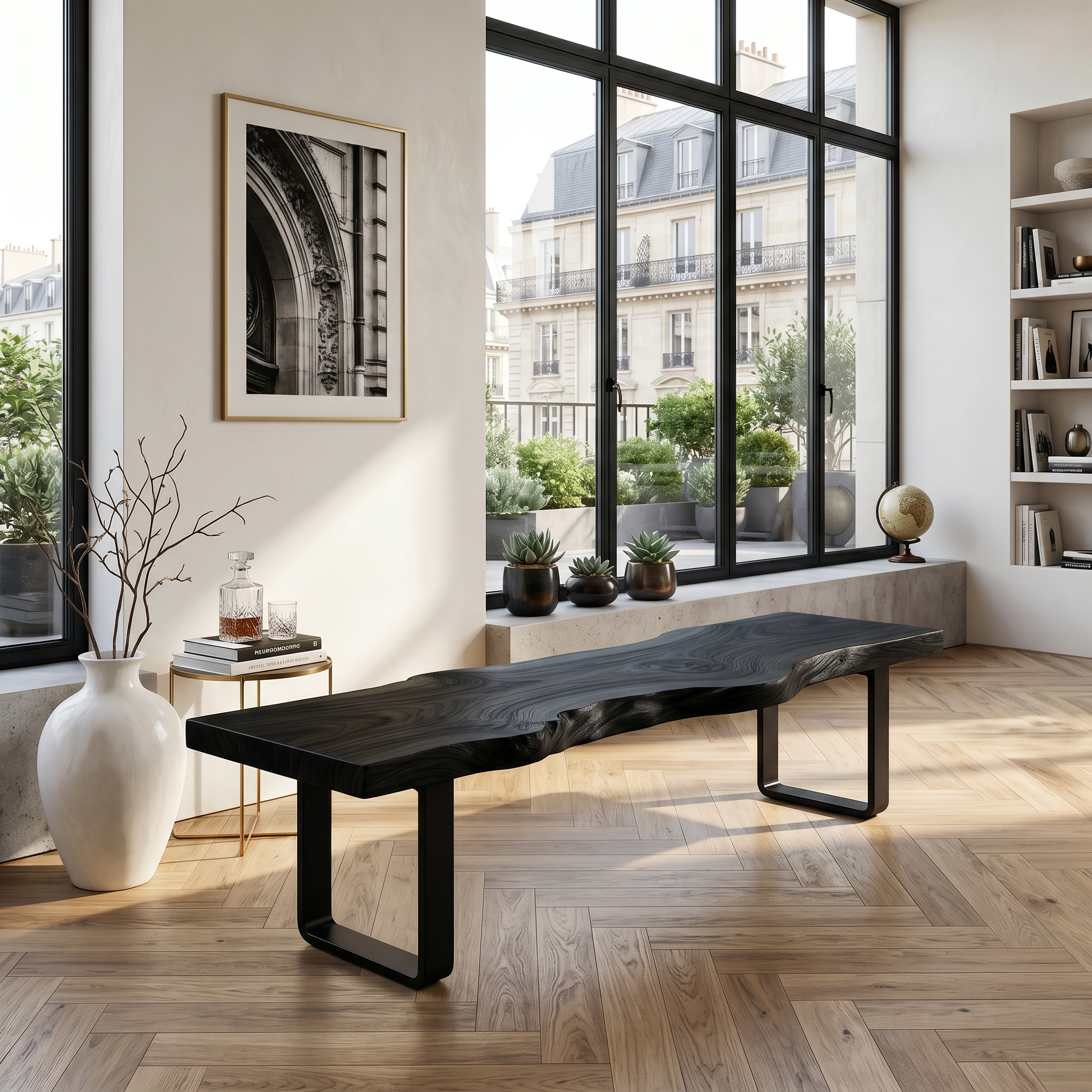 Contemporary Live Edge Long Bench For Sunroom Interior Area SILDTTNBEN017