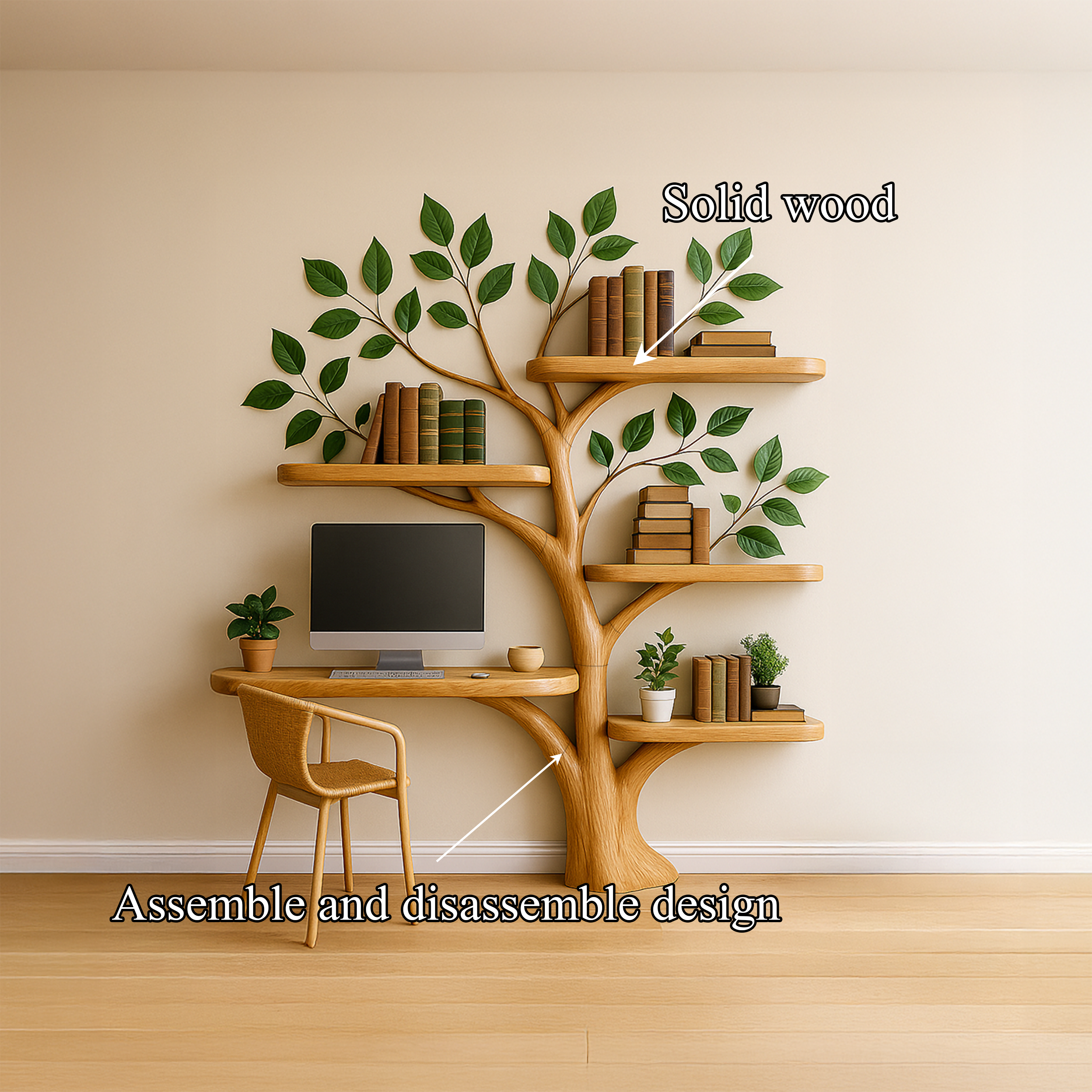 Tree Bookshelf Desk Mid Century Living Bedroom SINLSATB272