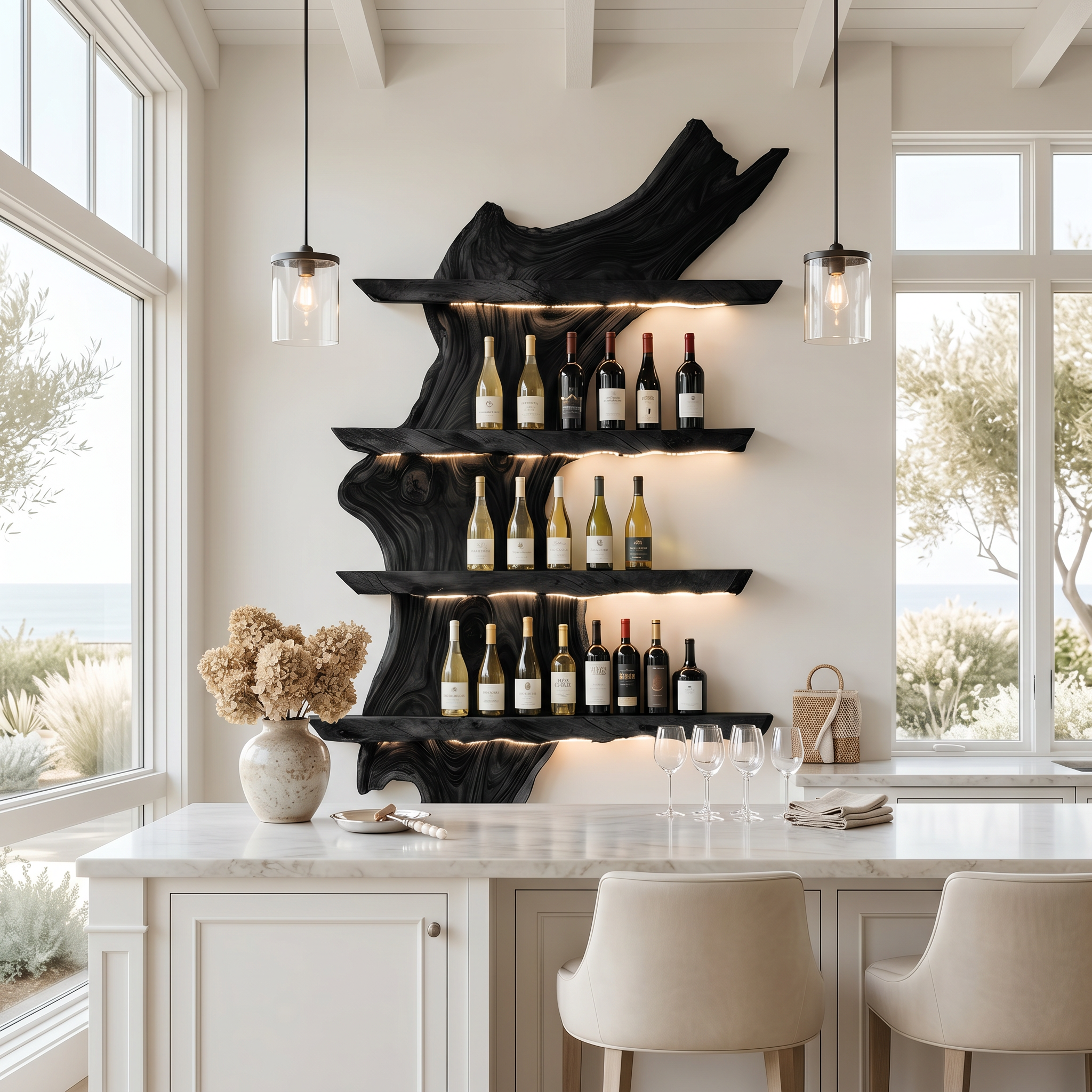 Mid Century Wine Rack For Kitchen Bar Wall Shelf SILDTTRWH025