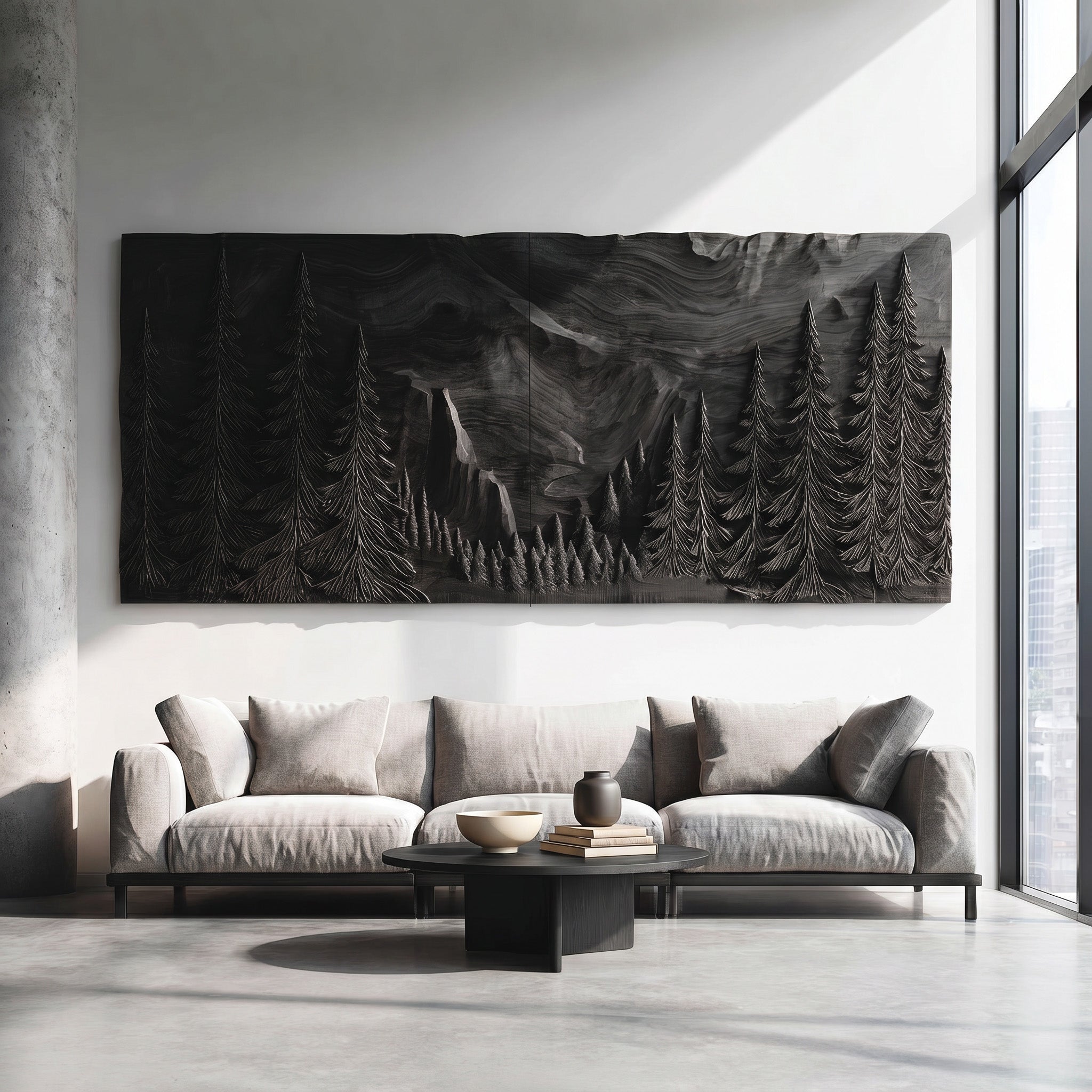 Modern Forest Mountain Wood Wall Art For Living Room RTTHHNWA209