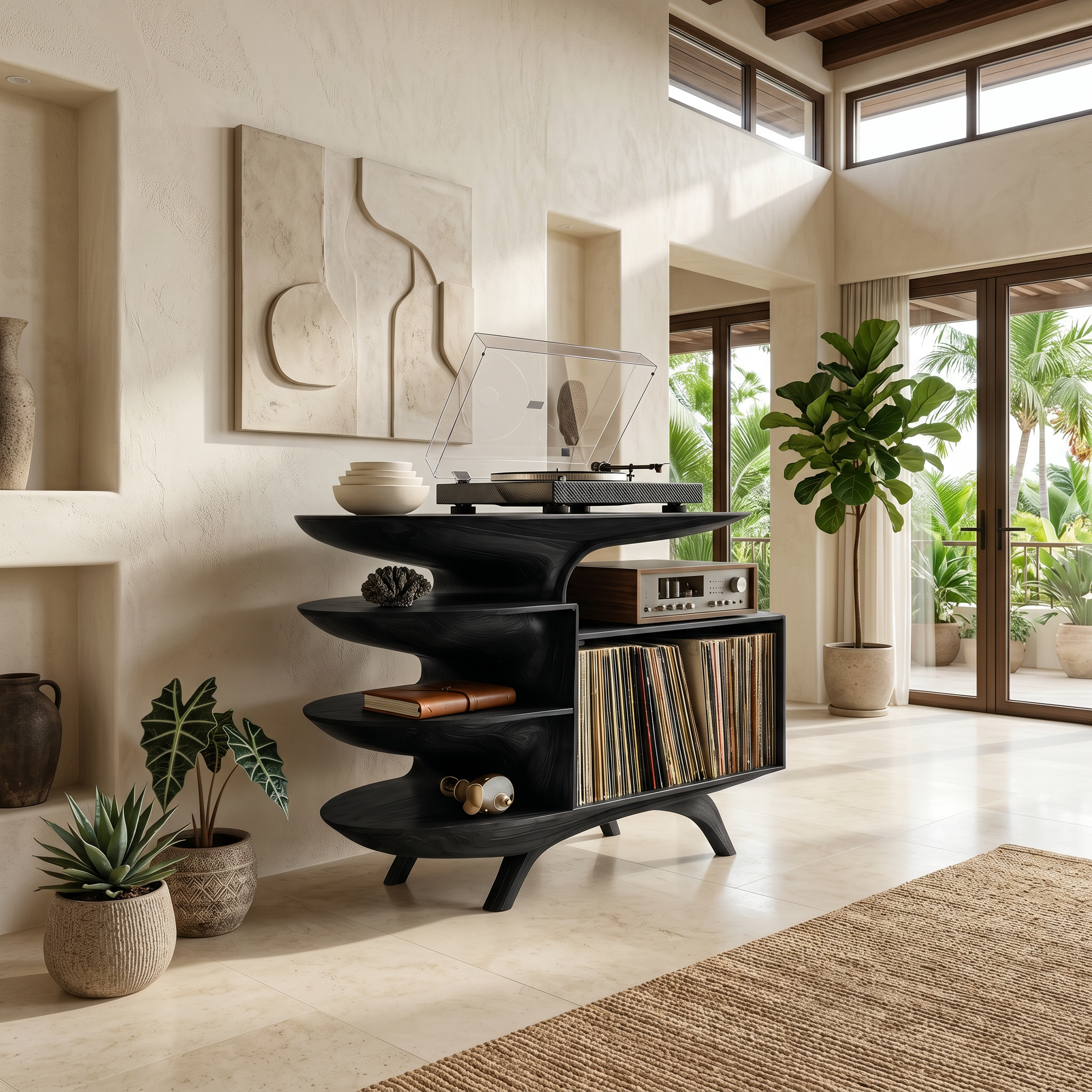 Modern Wooden Record Stand For Bedroom Interior Design Style SILDTTNRPT018