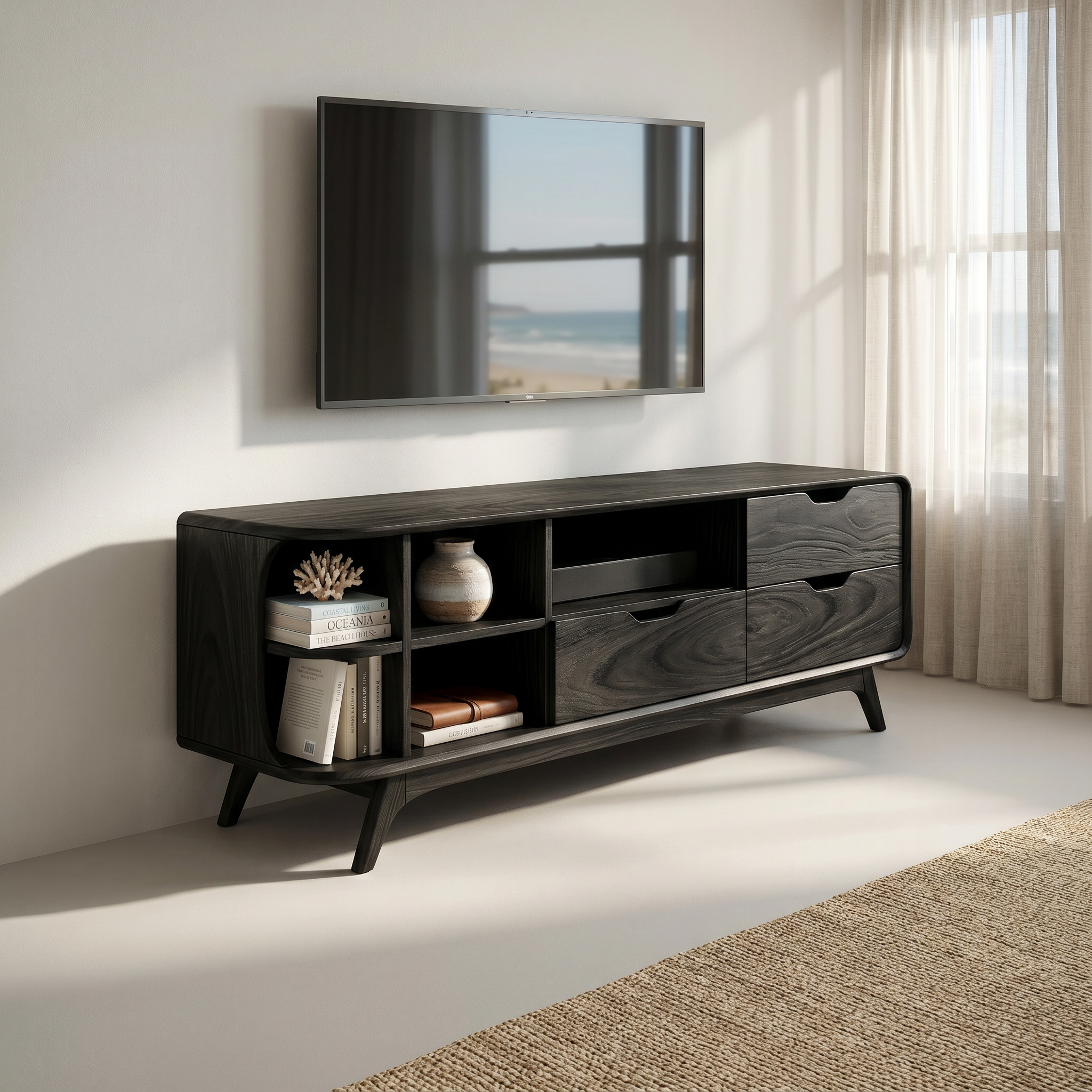 Mountain Carved Media Console For Rustic Living Room SILDTTRTVC078