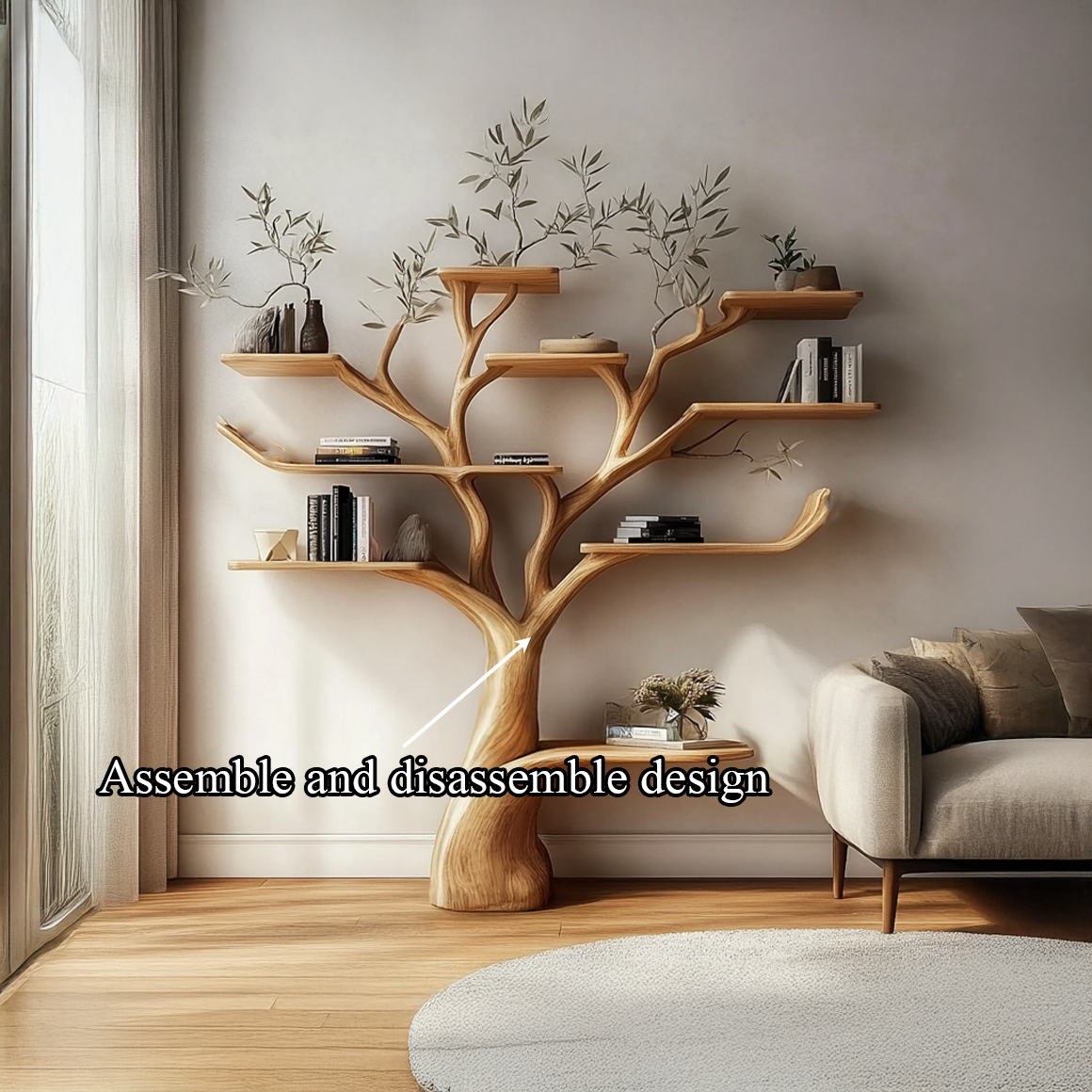 Walnut Tree Shelf Handmade Living Room Decor Gift SINLSATB501