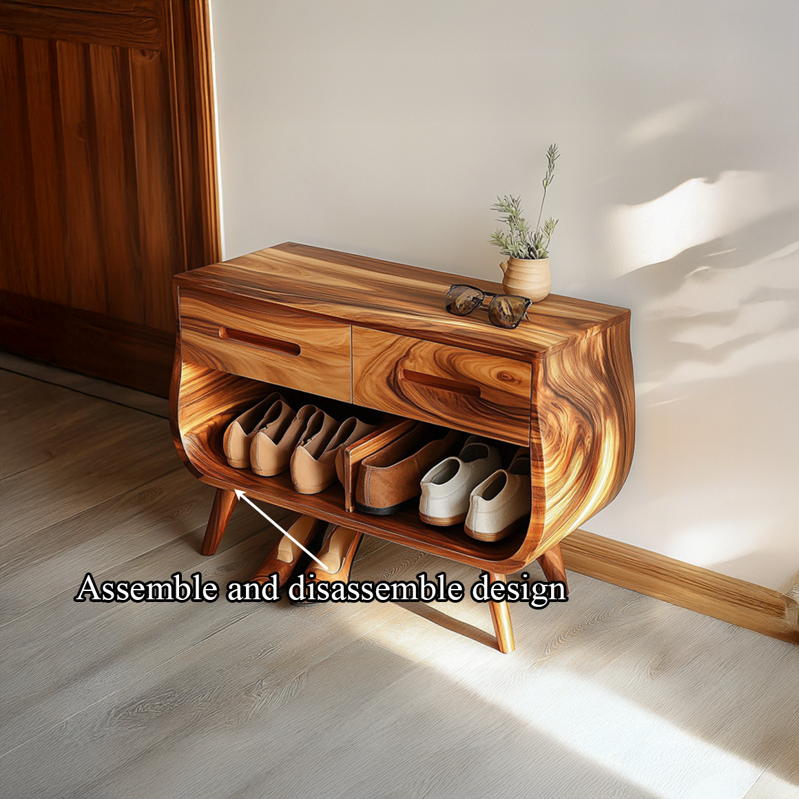 Mid Century Elegant Shoe Cabinet Bedroom And Closet SINLSASB066