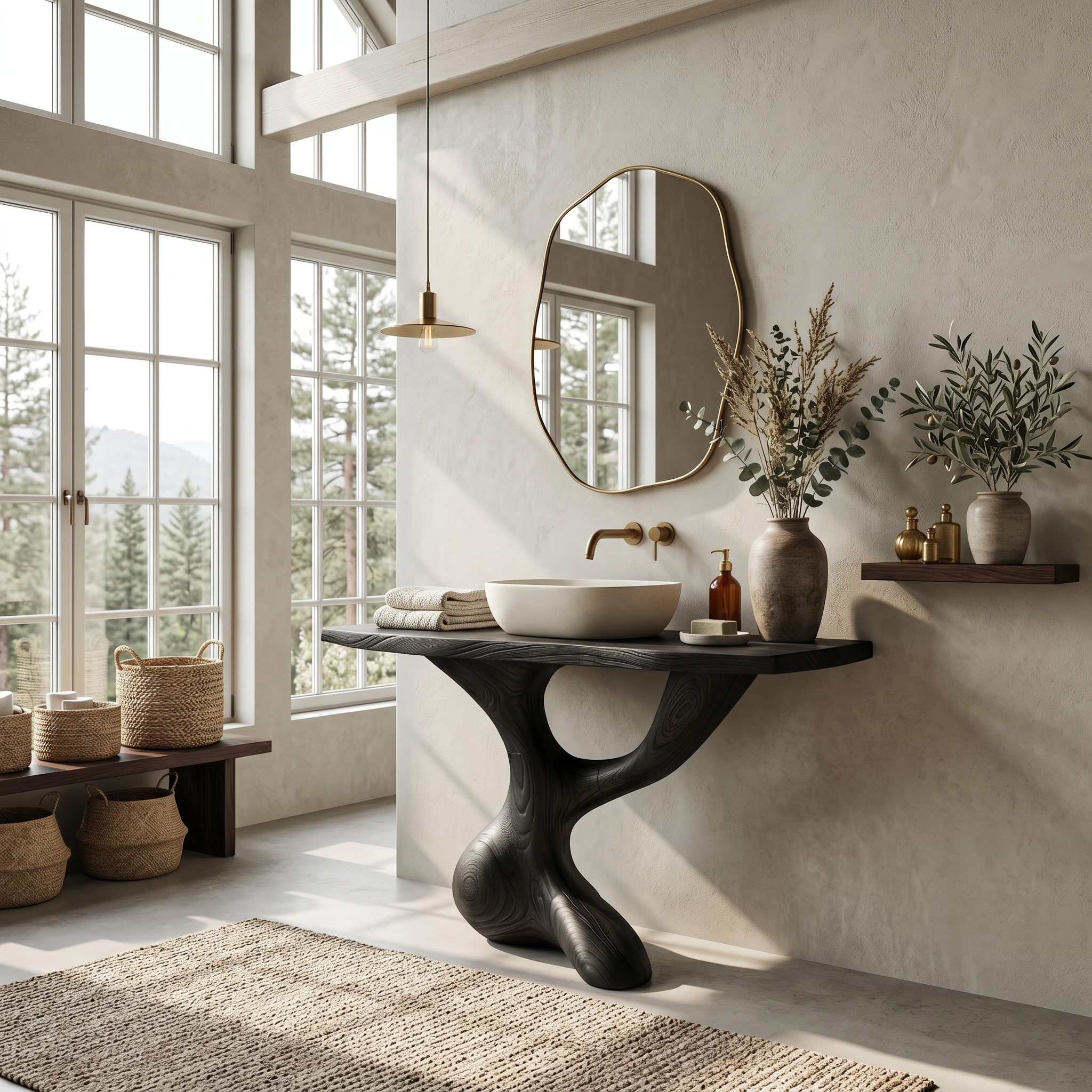 Handcrafted Solid Vanity For Timeless Bathroom Use SILDTTNBRV003