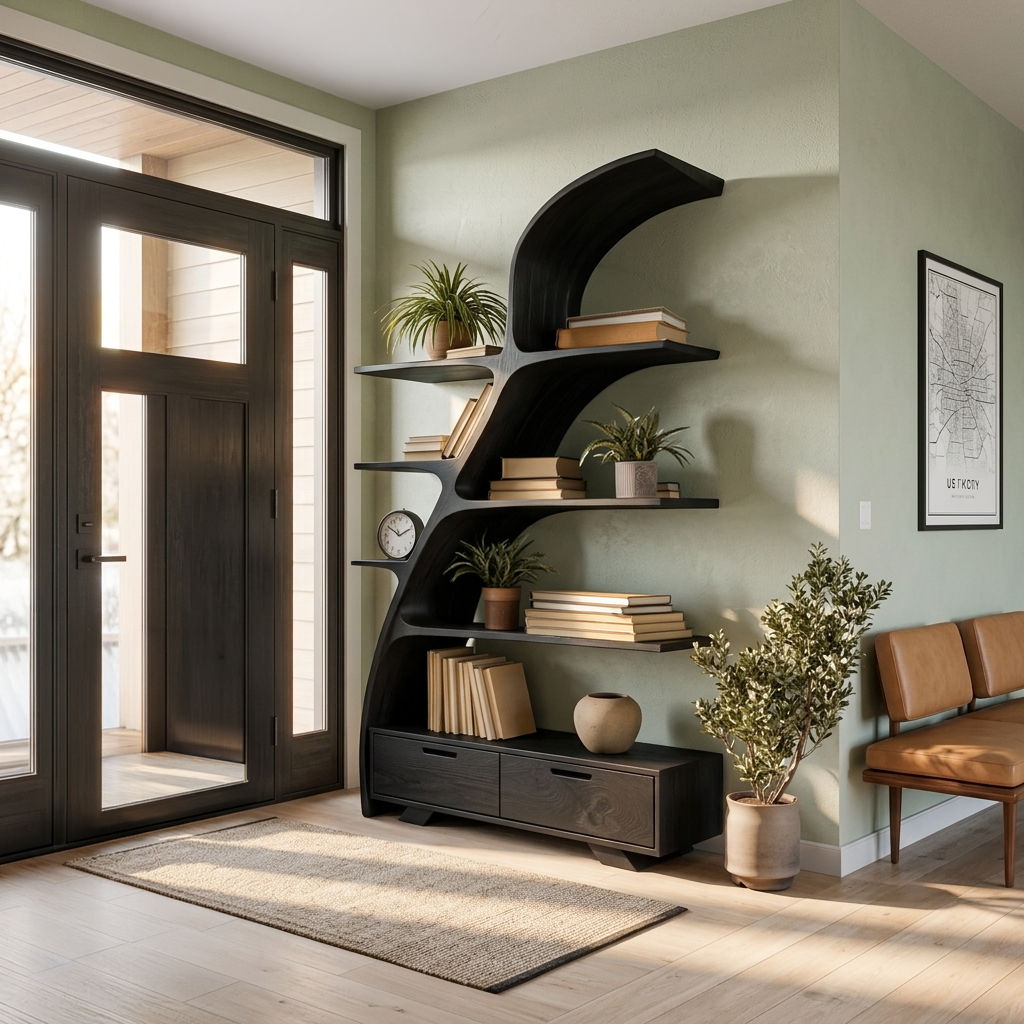 Organic Wooden Bookshelf For Living Area RTTHTTBS119