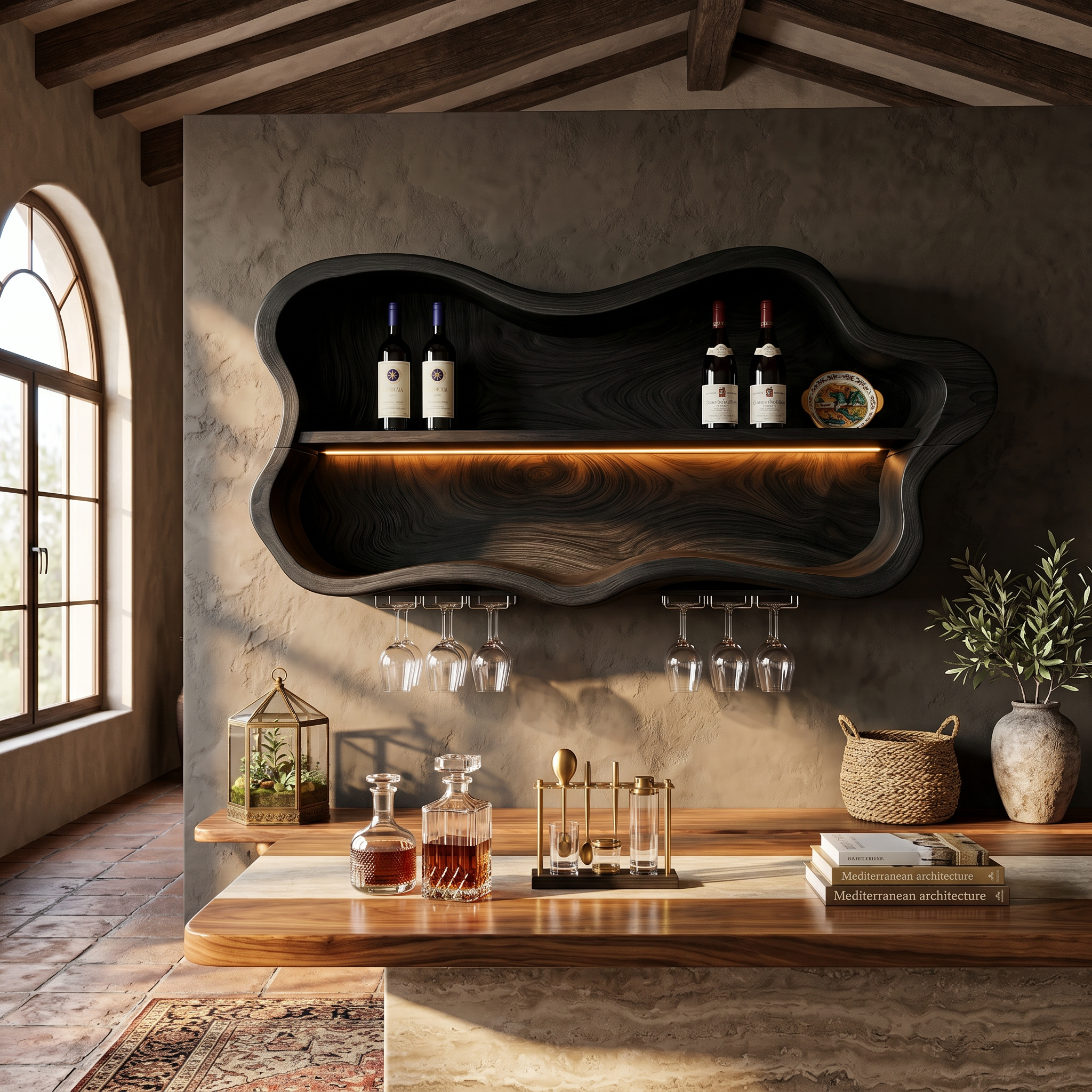 Modern Glass Holder Wine Holder For Open Dining Area SILDTTNWH027