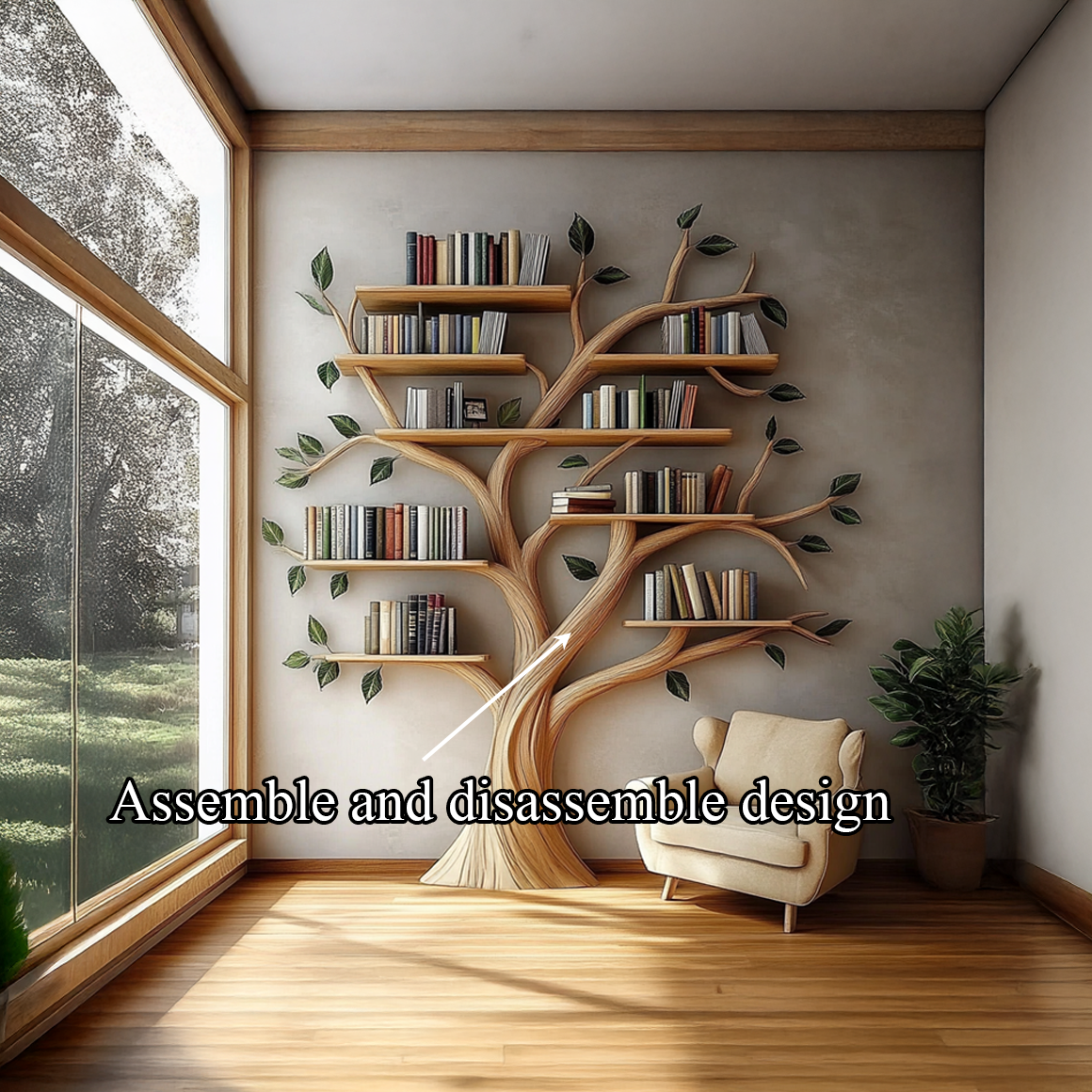 Rustic Tree Bookshelf Living Room Reading Corner SINLSATB304