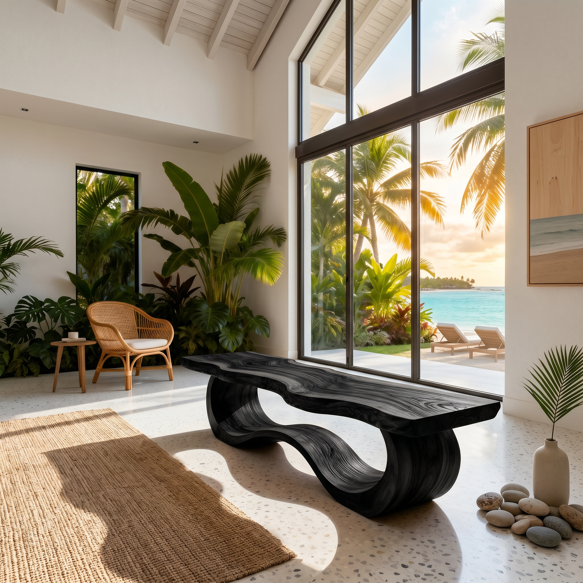 Modern Live Edge Wave Bench For Patio Interior Area SILDTTNBEN015