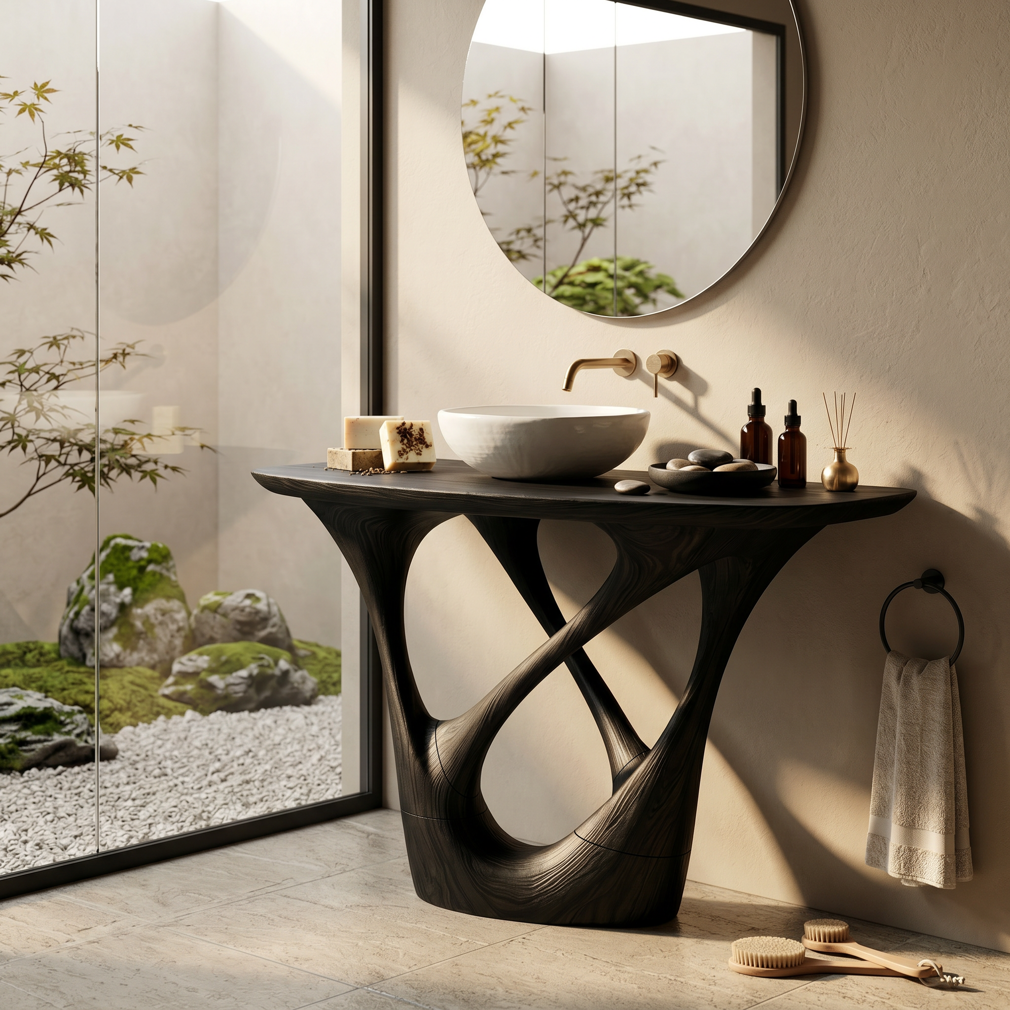 Botanical Wooden Sink Vanity For Spa Retreat SILDTTRBRV170