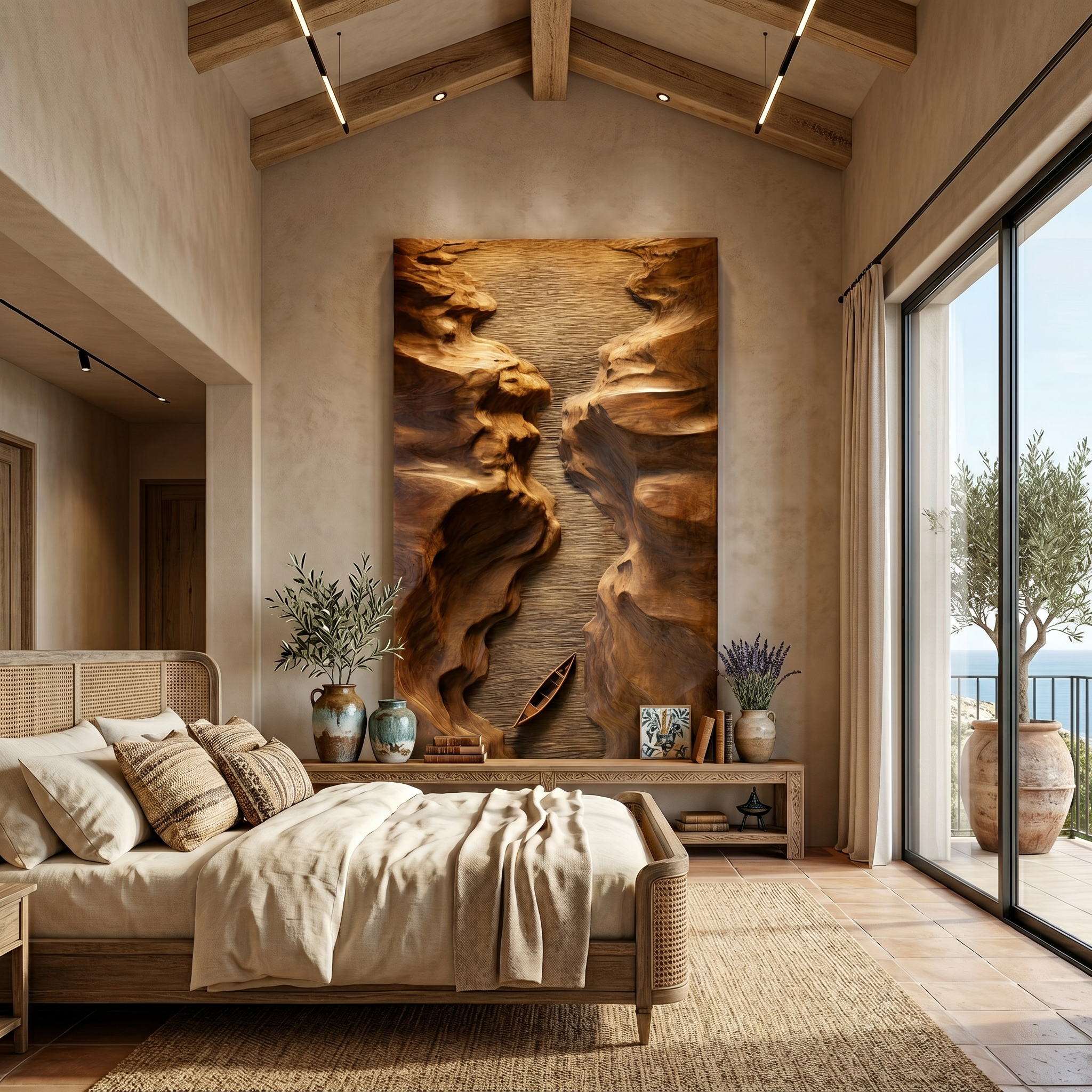 Abstract Canyon Wood Wall Sculpture For Modern Office Interior Decor SILDTTRWA081