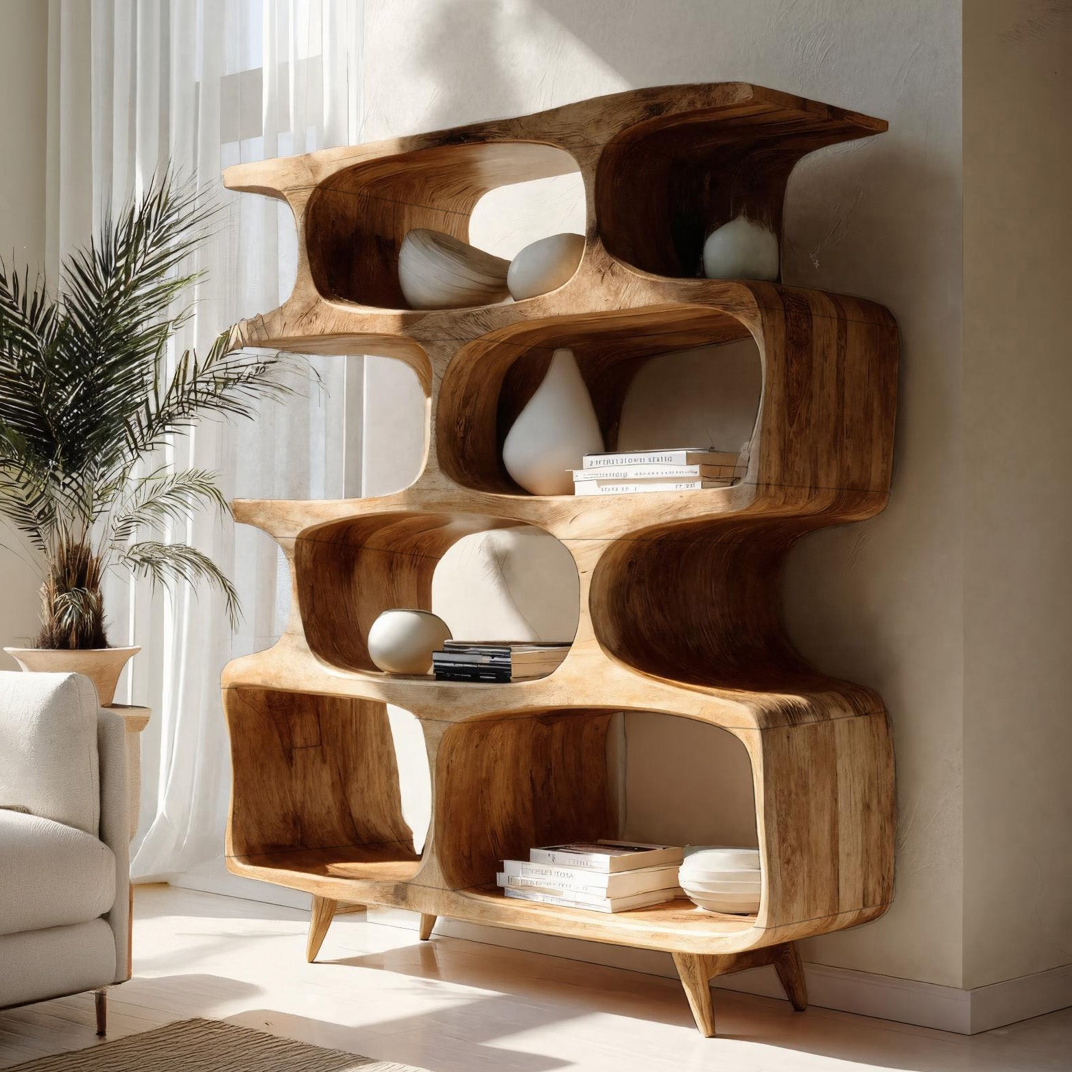 Modern Open Wooden Bookshelf For Beach House RTTHHNBS137