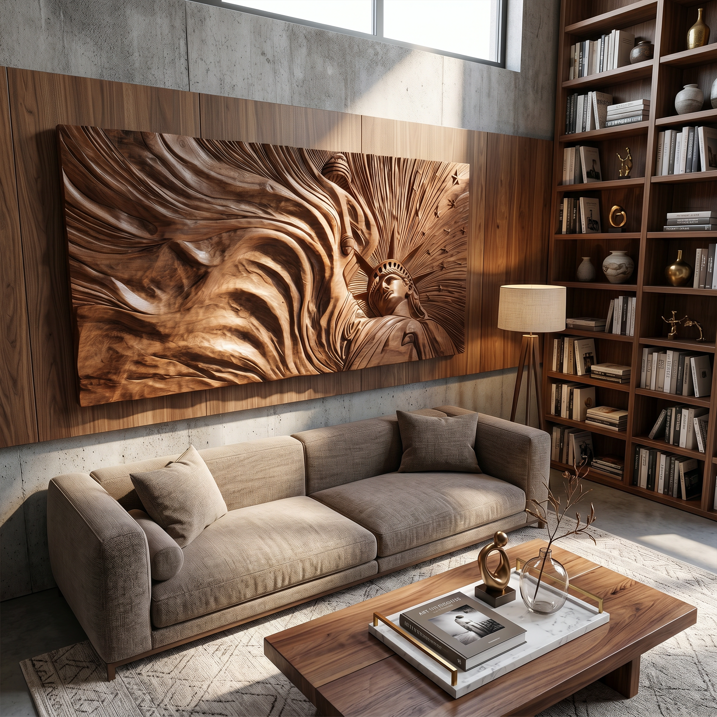 Panoramic Liberty Wood Wall Art Modern Urban Living Room Decor SILDTTRWA120