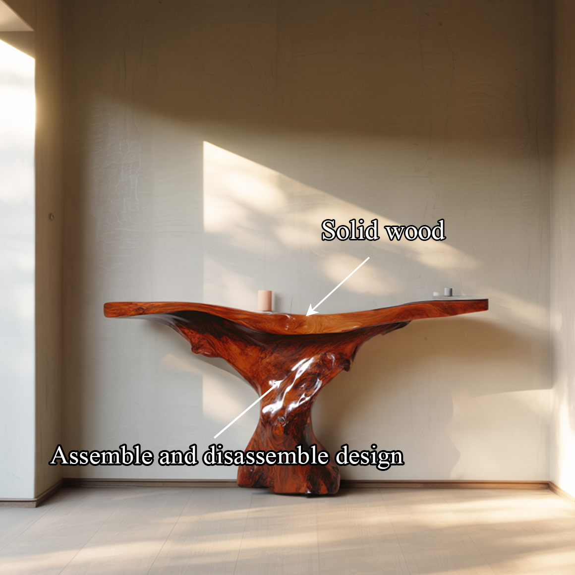 Mid Century Console Table Sculptural Wood Base Art Gallery SINLSACS379