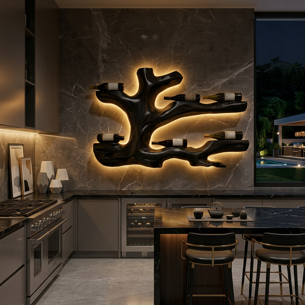 Rustic Live Edge Wine Rack Wall Hanging For Home Interiors RTTHTTWH008