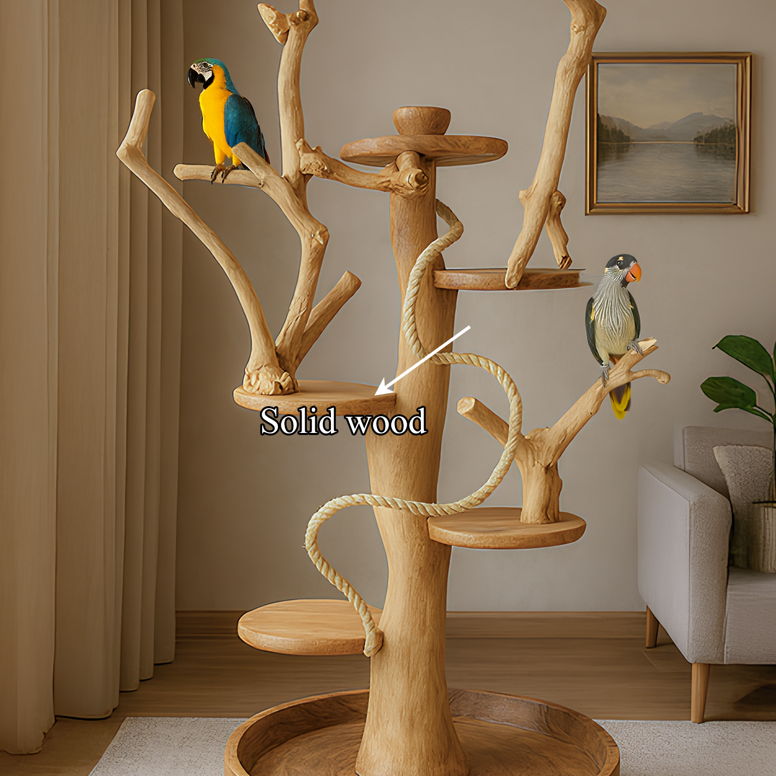 Natural Tree Parrot Playground For Living Room And Bird Space SINLSATT030