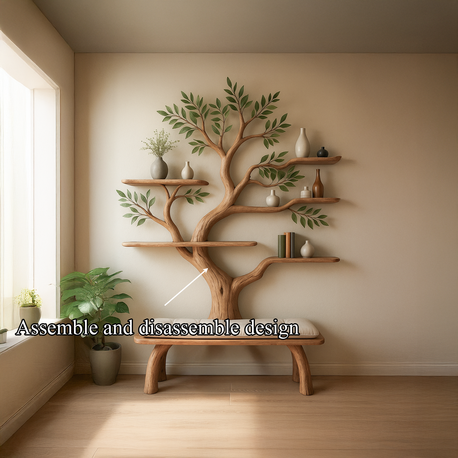 Rustic Tree Branch Shelf Living Bedroom SINLSATB223