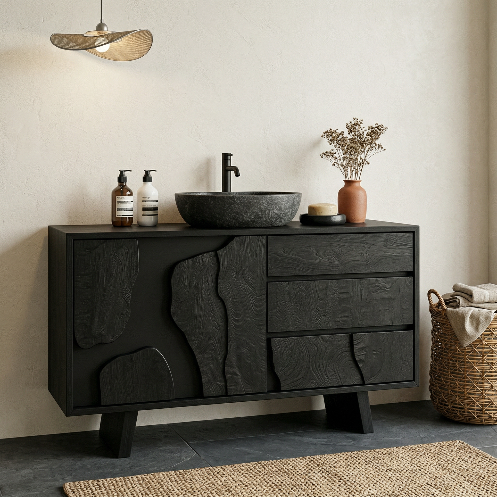Contemporary Bathroom Cabinet Solid Wood Simple Clean Line Design Bathroom And Vanity Area SINLHABCT019