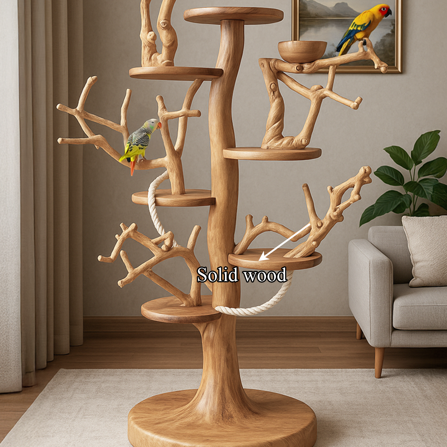 Natural Parrot Climbing Stand For Living Room And Bird Room SINLSATT031