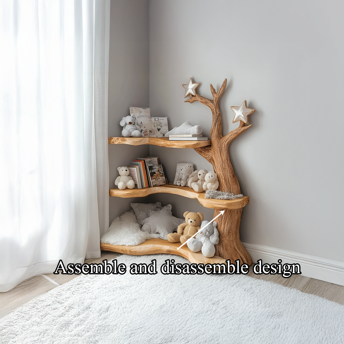 Rustic Tree Bookshelf Nursery Reading Nook Storage SINLSATB313