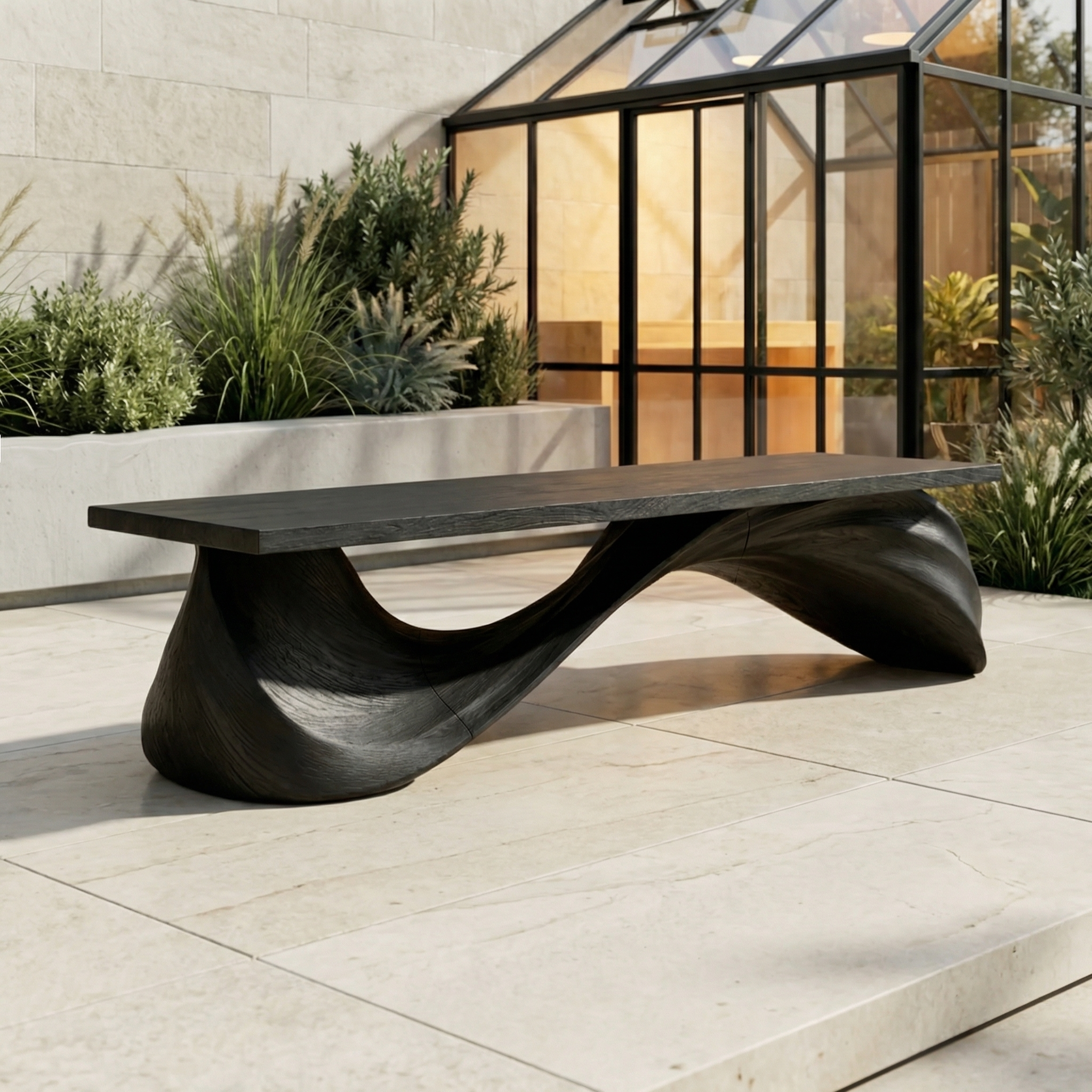 Contemporary Wave Bench Solid Wood Elegant Loop Design Hallway And Entryway SINLHARS099