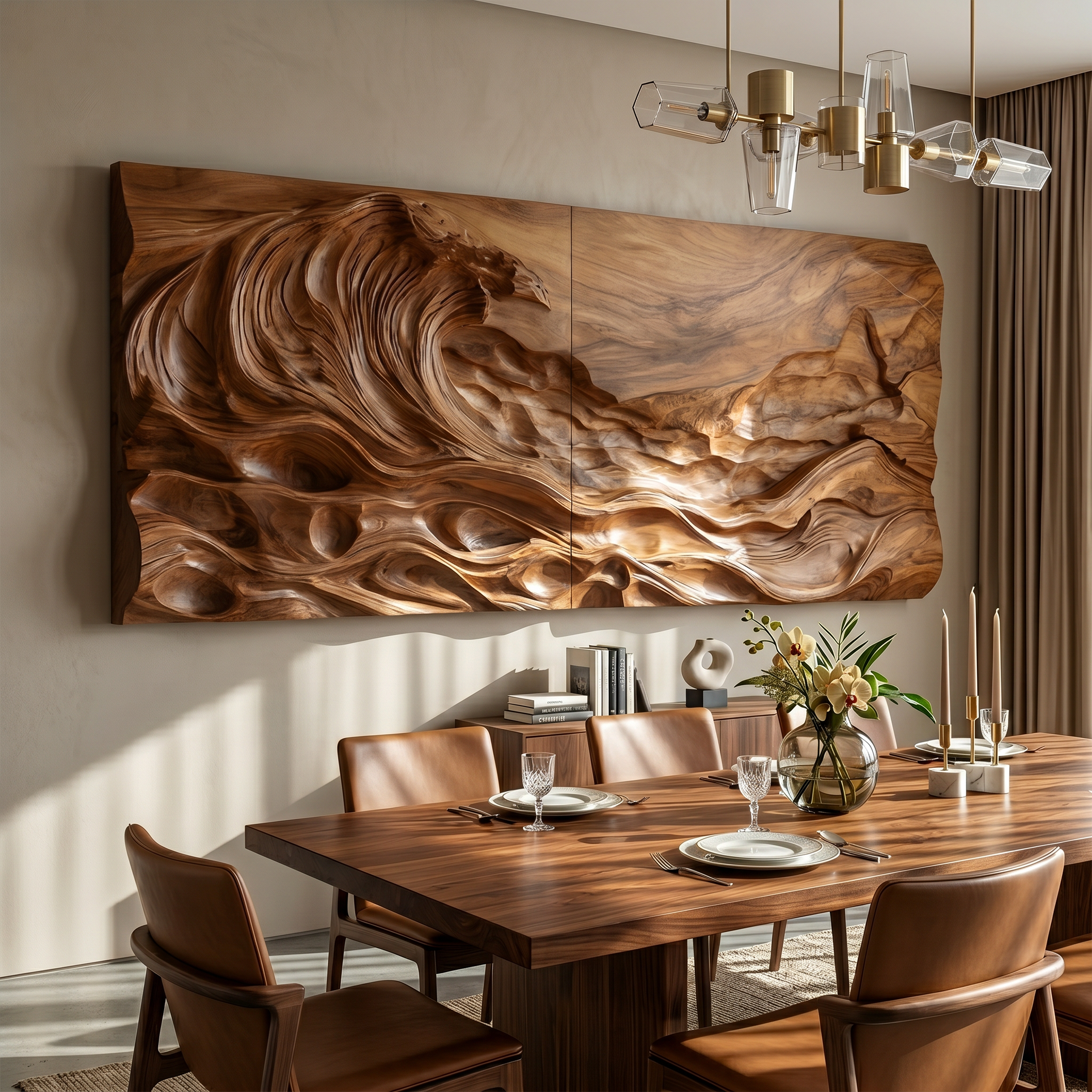 Textured Ocean Wave Wood Wall Art For Luxury Home Decoration SILDTTRWA076