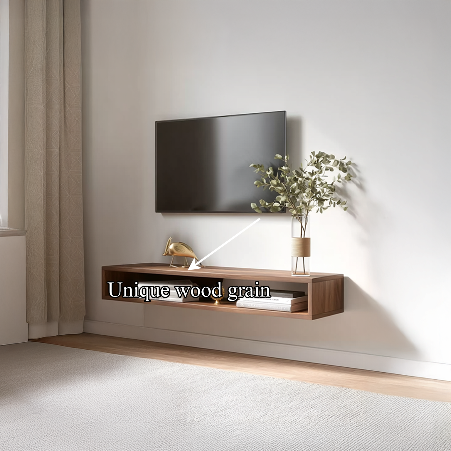 Mid Century Floating Shelf Media Console Living Room SINLSAFL112